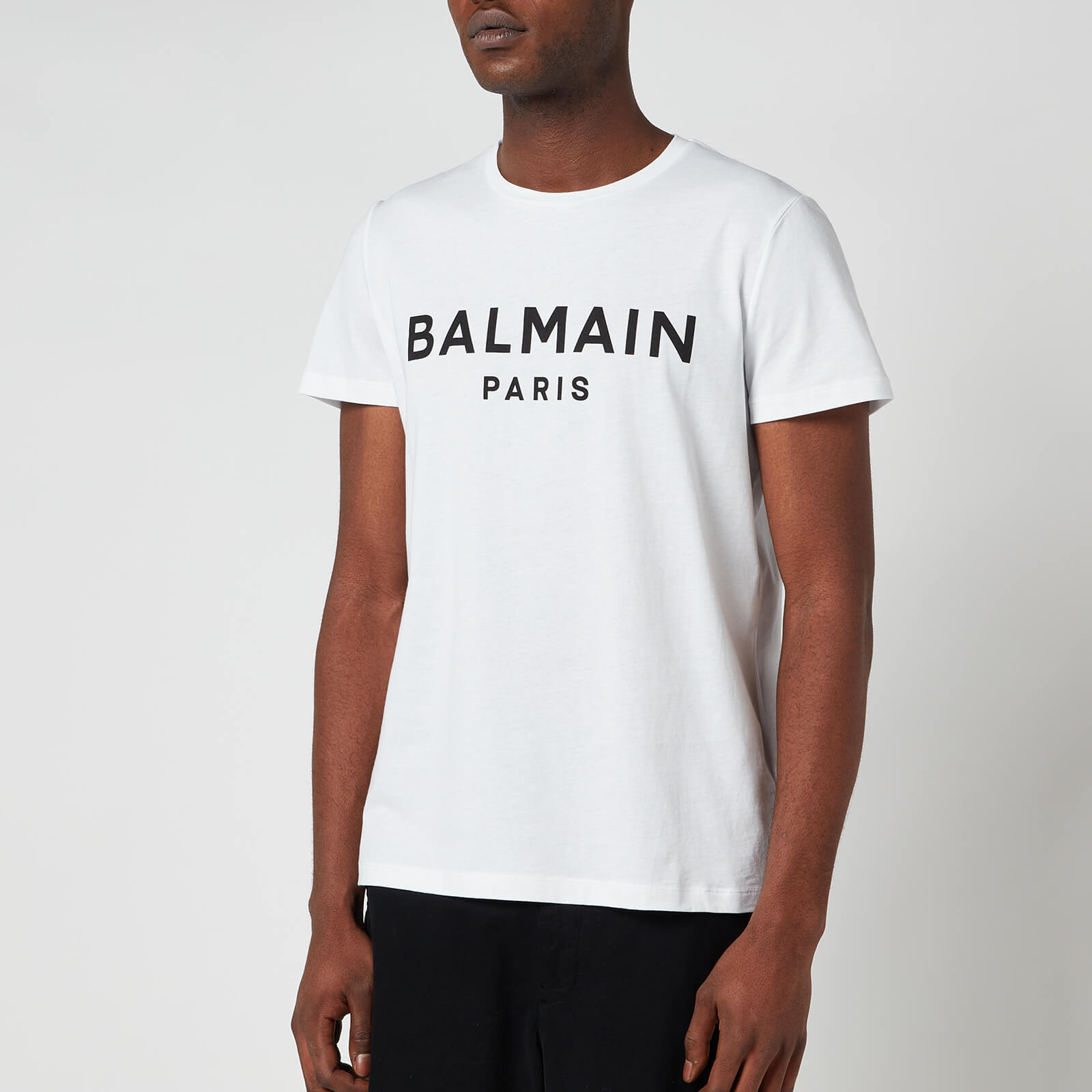 Balmain Men's Printed Logo T-Shirt - White/Black - M