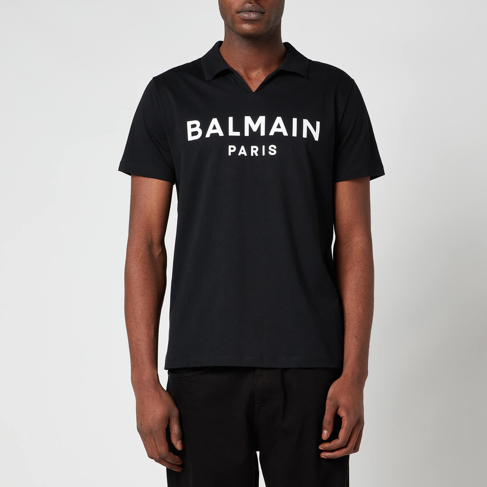 Balmain Men's Printed Polo Shirt - Black/White - M