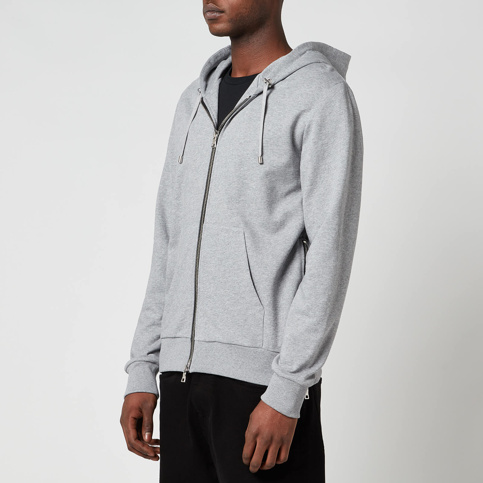 Balmain Men's Embossed Zip-Through Hoodie - Grey - S