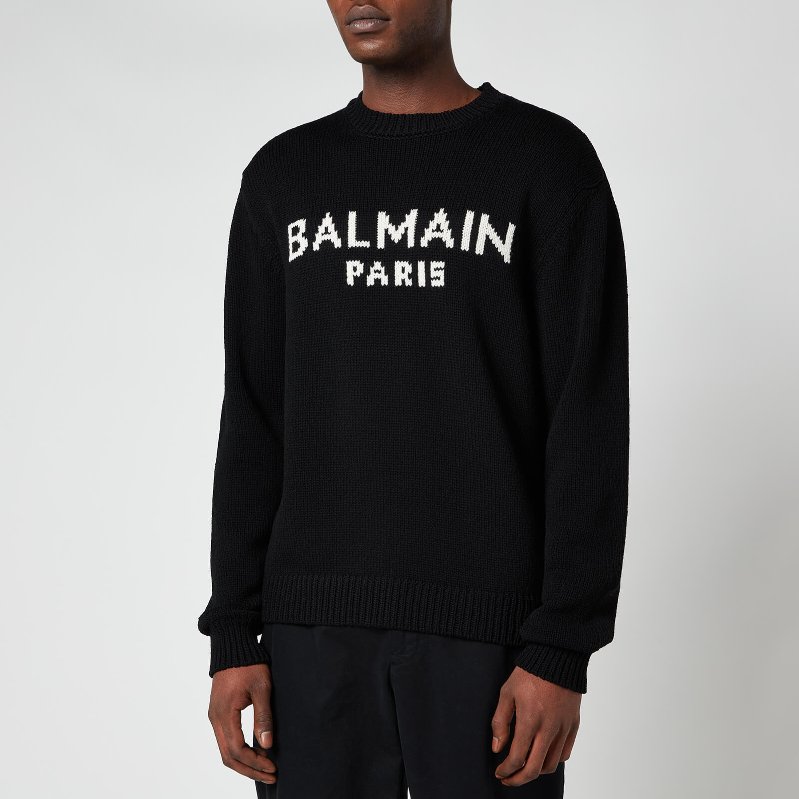 Balmain Men's Merino Wool Jumper - Black/White - M