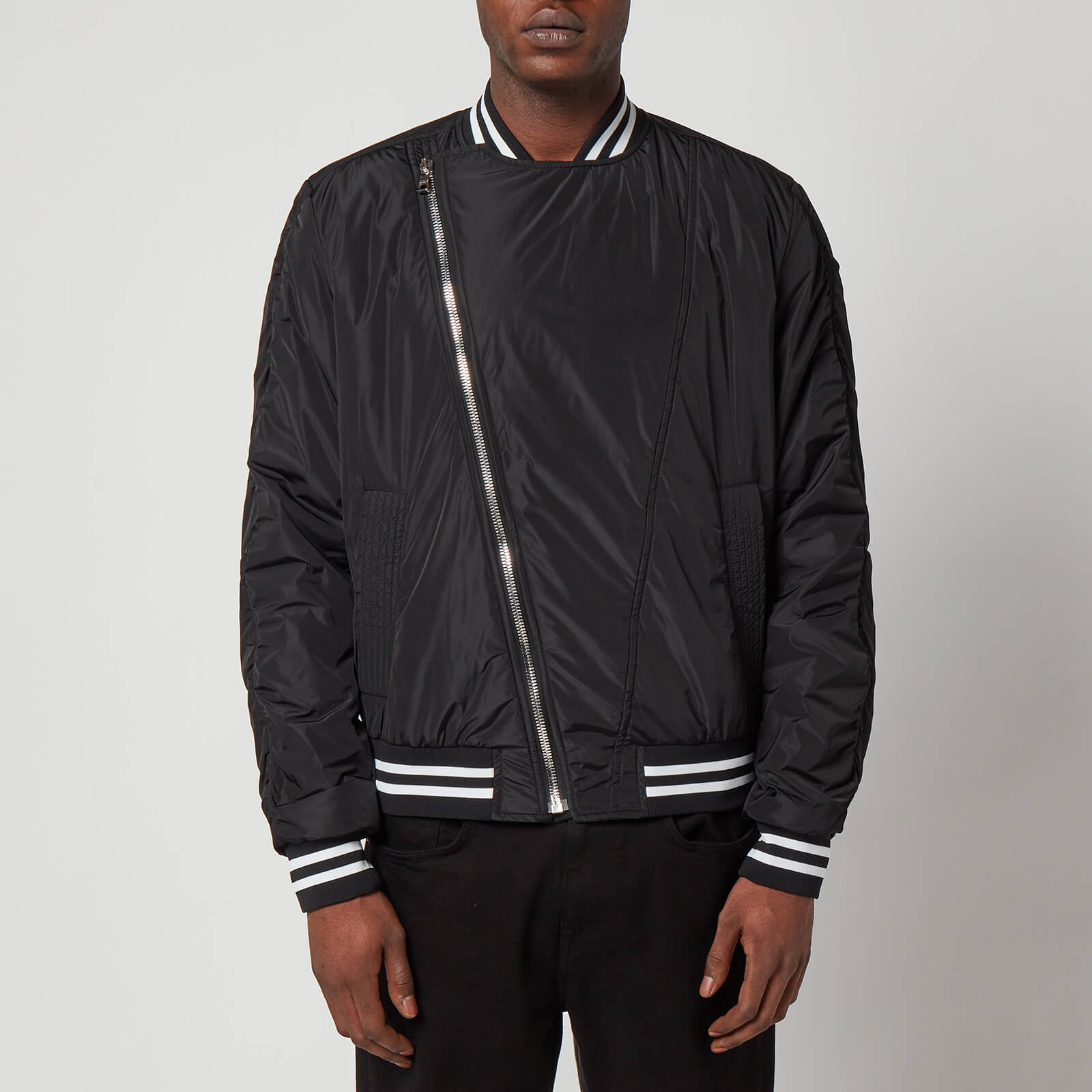 Balmain Men's Nylon Bomber Jacket - Black/White - IT 48/M