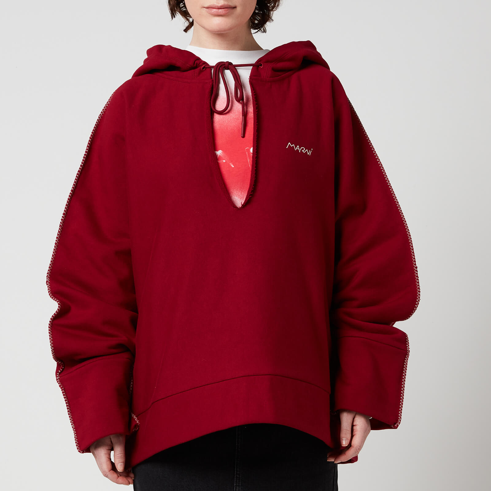 Marni Women's Logo Pullover Hoodie - China Red - IT42/UK10