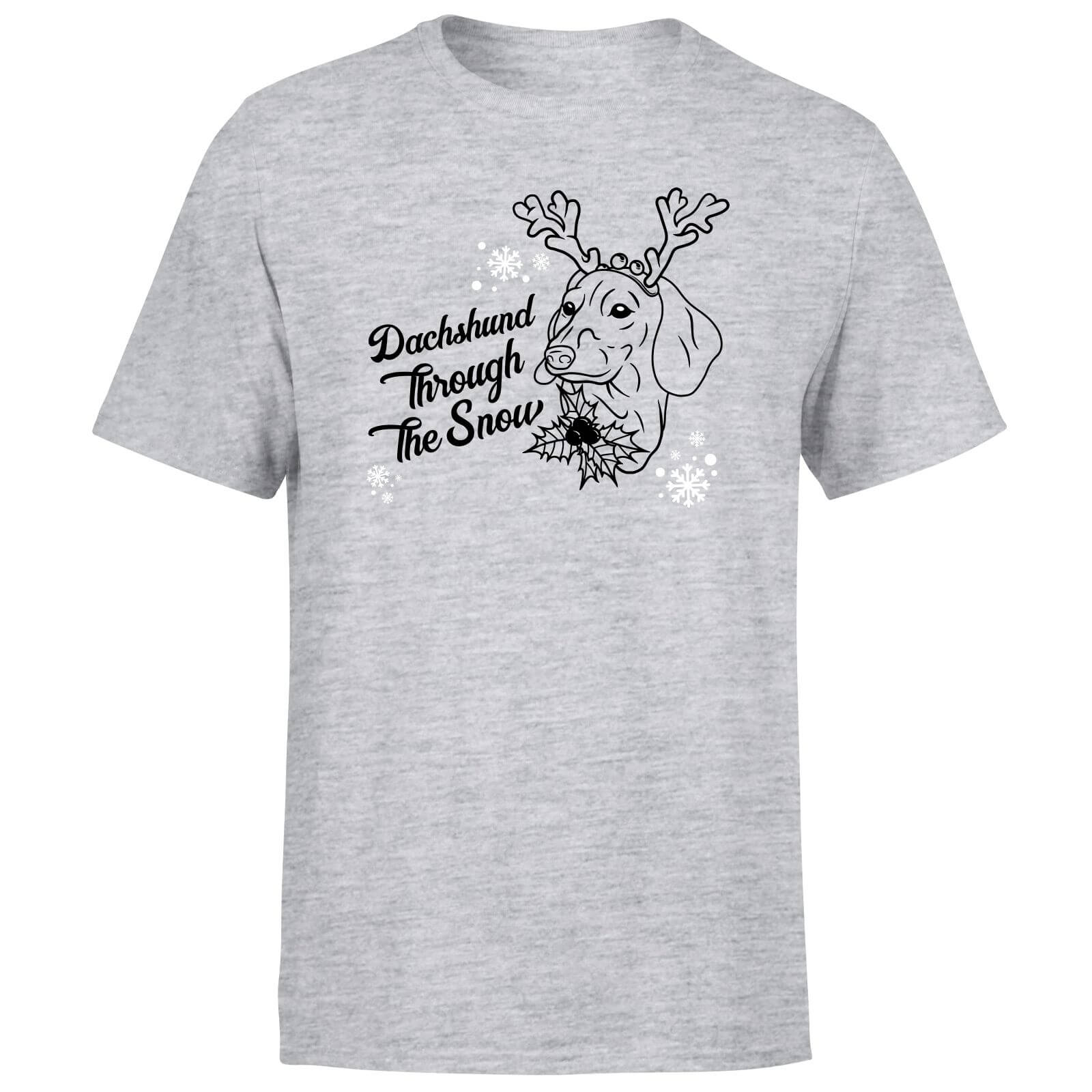 Dachshund Through The Snow Men's T-Shirt - Grey - XS - Grey