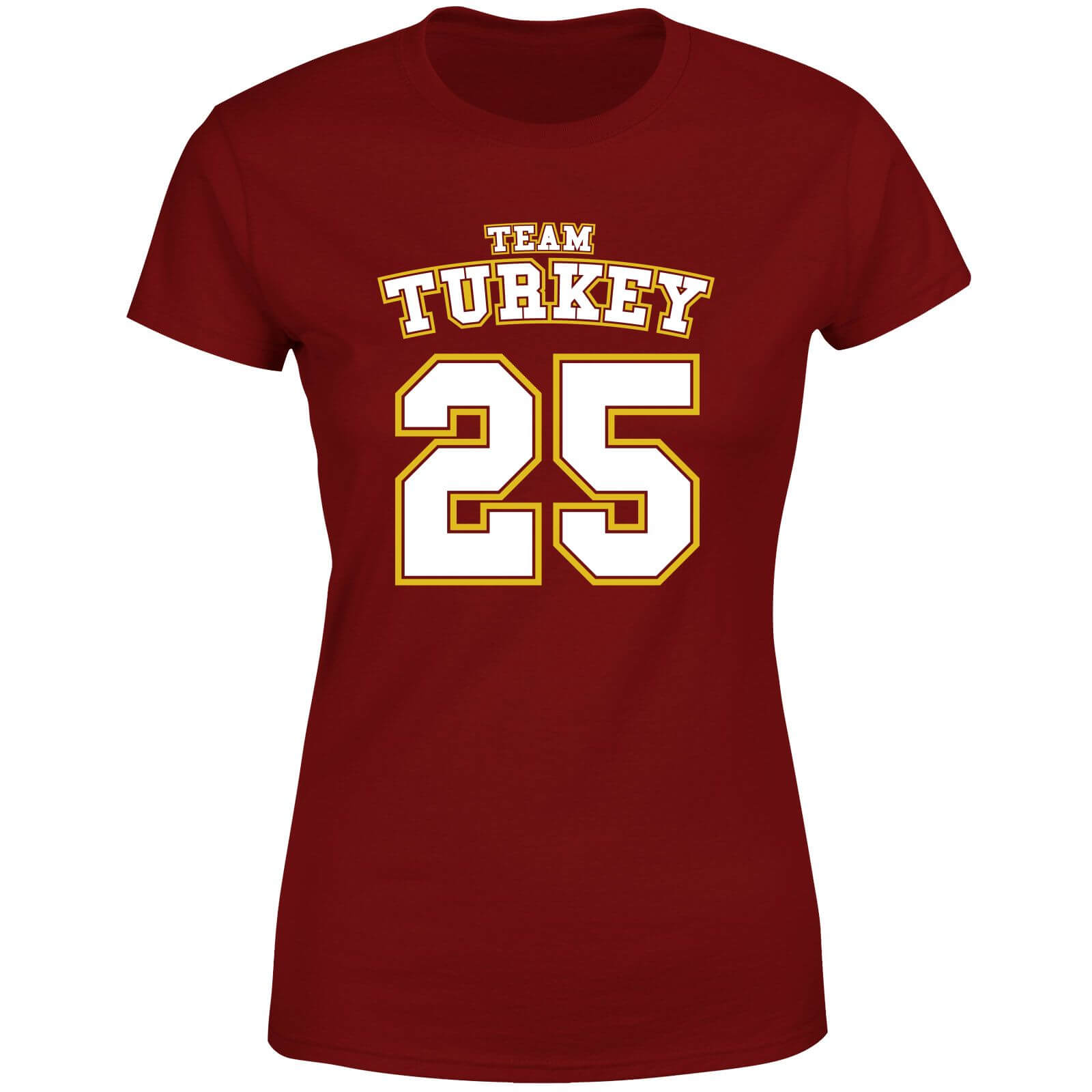 Christmas Sports Team Turkey Women's T-Shirt - Burgundy - L - Burgundy