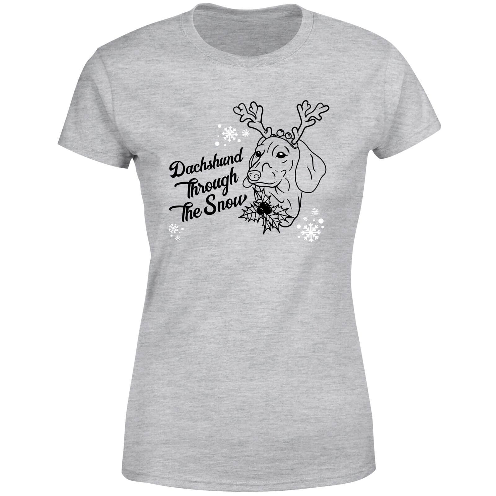 Dachshund Through The Snow Women's T-Shirt - Grey - XS - Grey