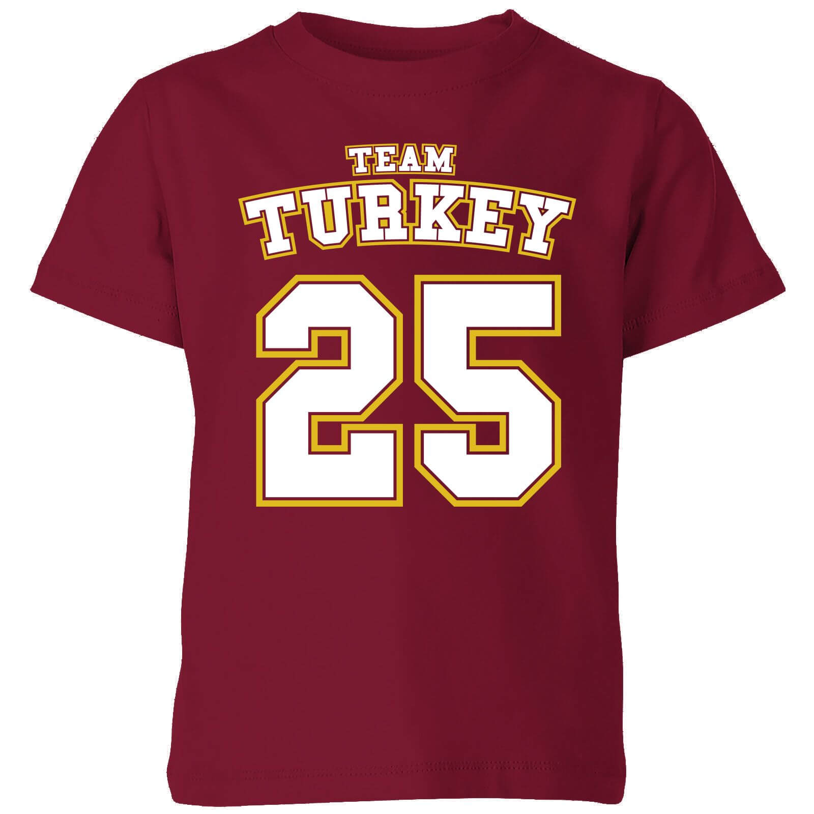 Christmas Sports Team Turkey Kids' T-Shirt - Burgundy - 3-4 Years - Burgundy
