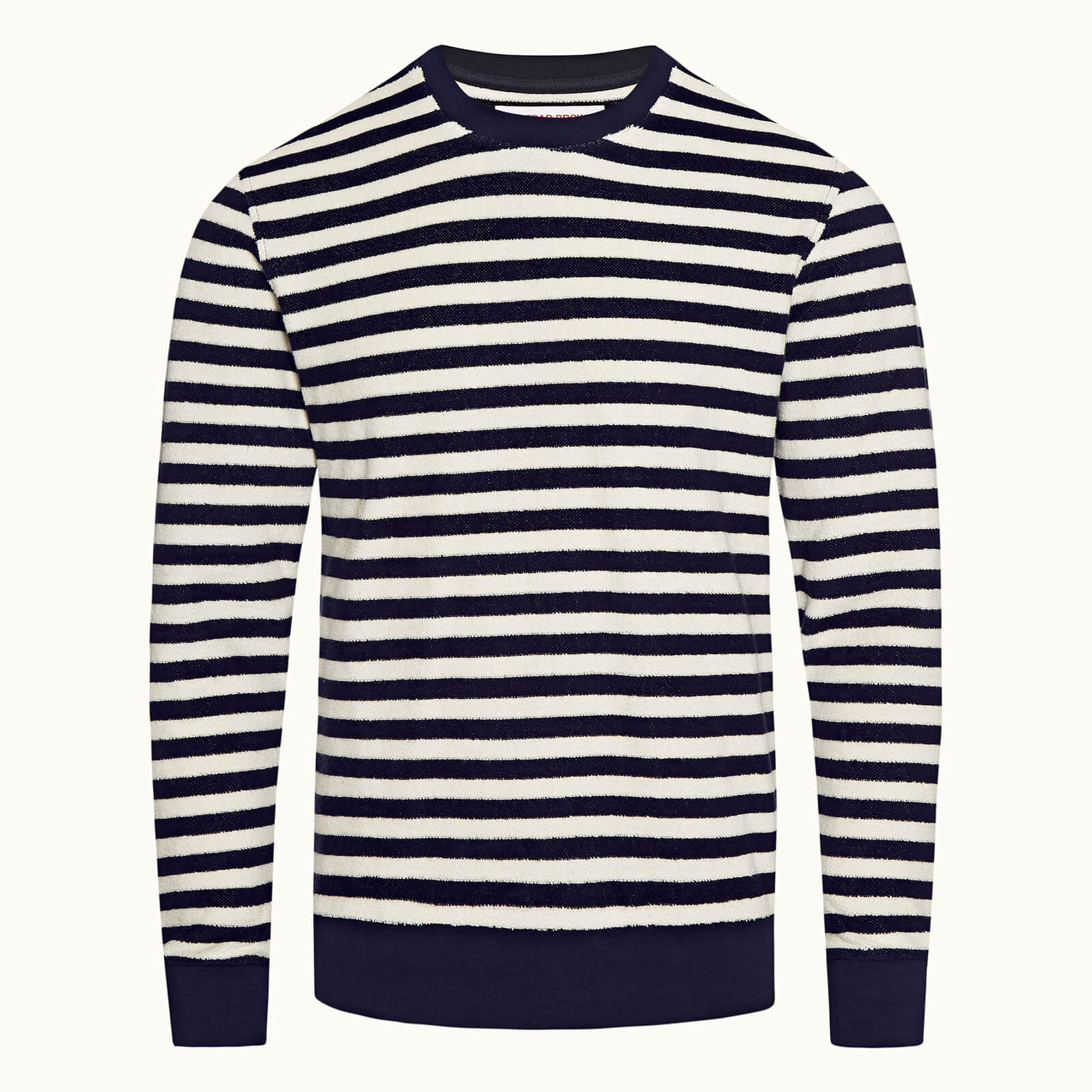 Orlebar Brown Men's Pierce Luxe Towelling Stripe Sweatshirt - Ink/White Sand - S