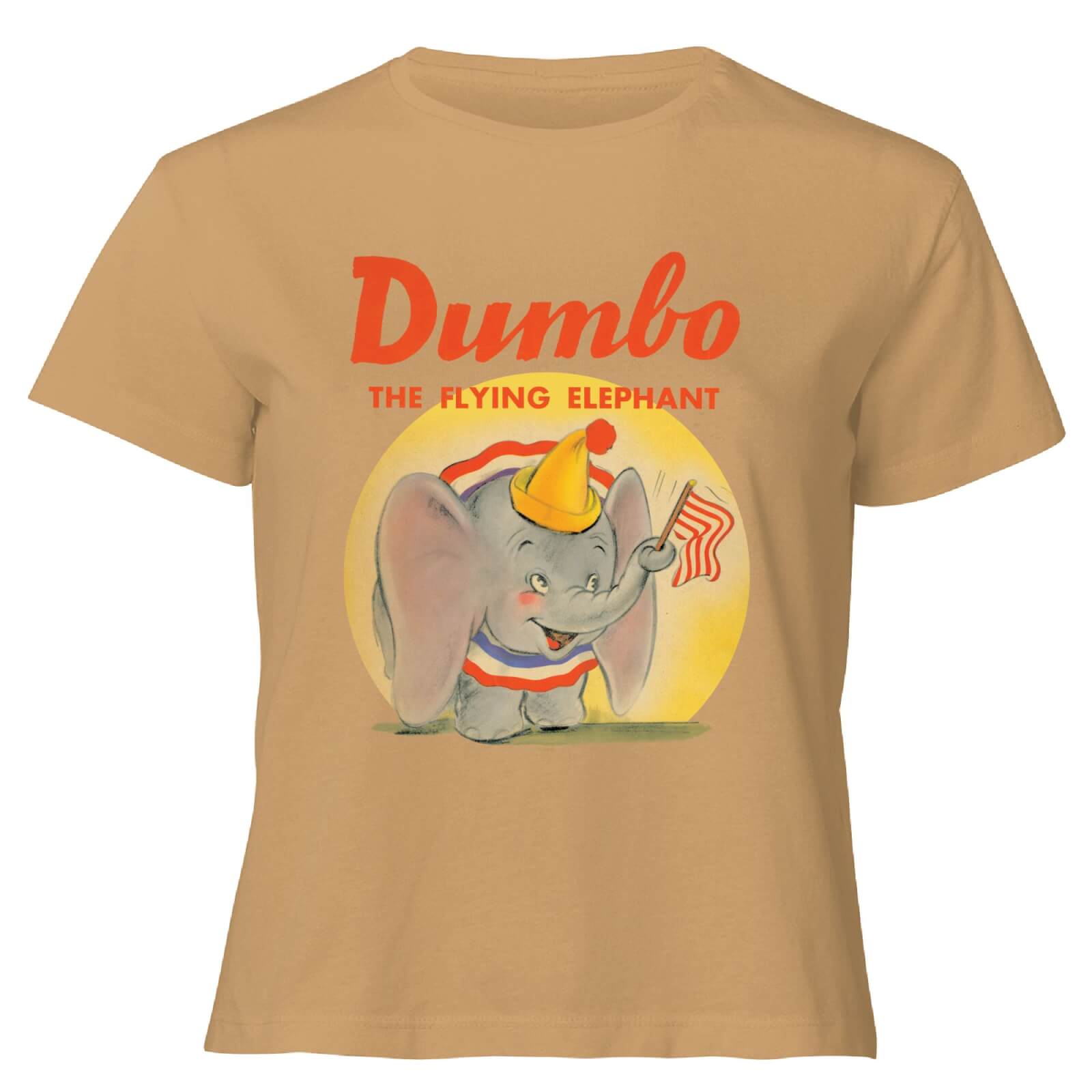 Dumbo Flying Elephant Women's Cropped T-Shirt - Tan - XS - Tan