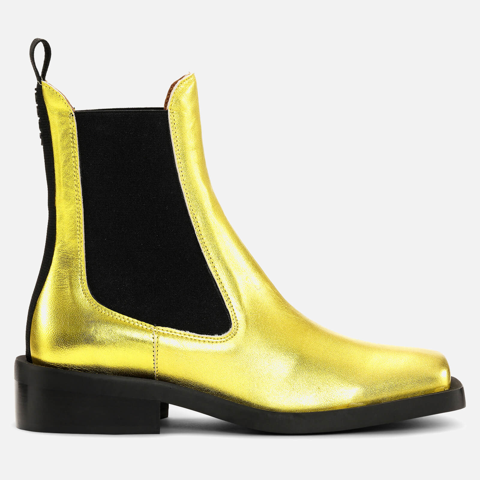 Ganni Women's Metallic Leather Chelsea Boots - Gold - Uk 3