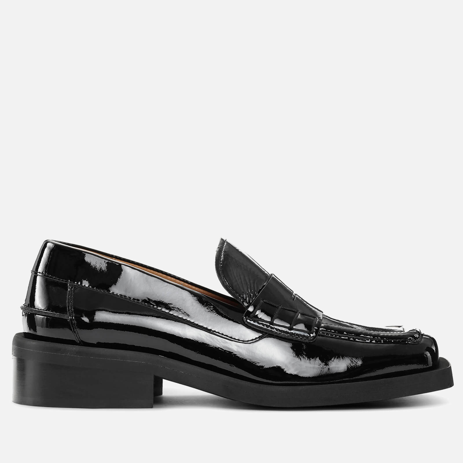 Ganni Women's Patent Leather Loafers - Black - UK 4