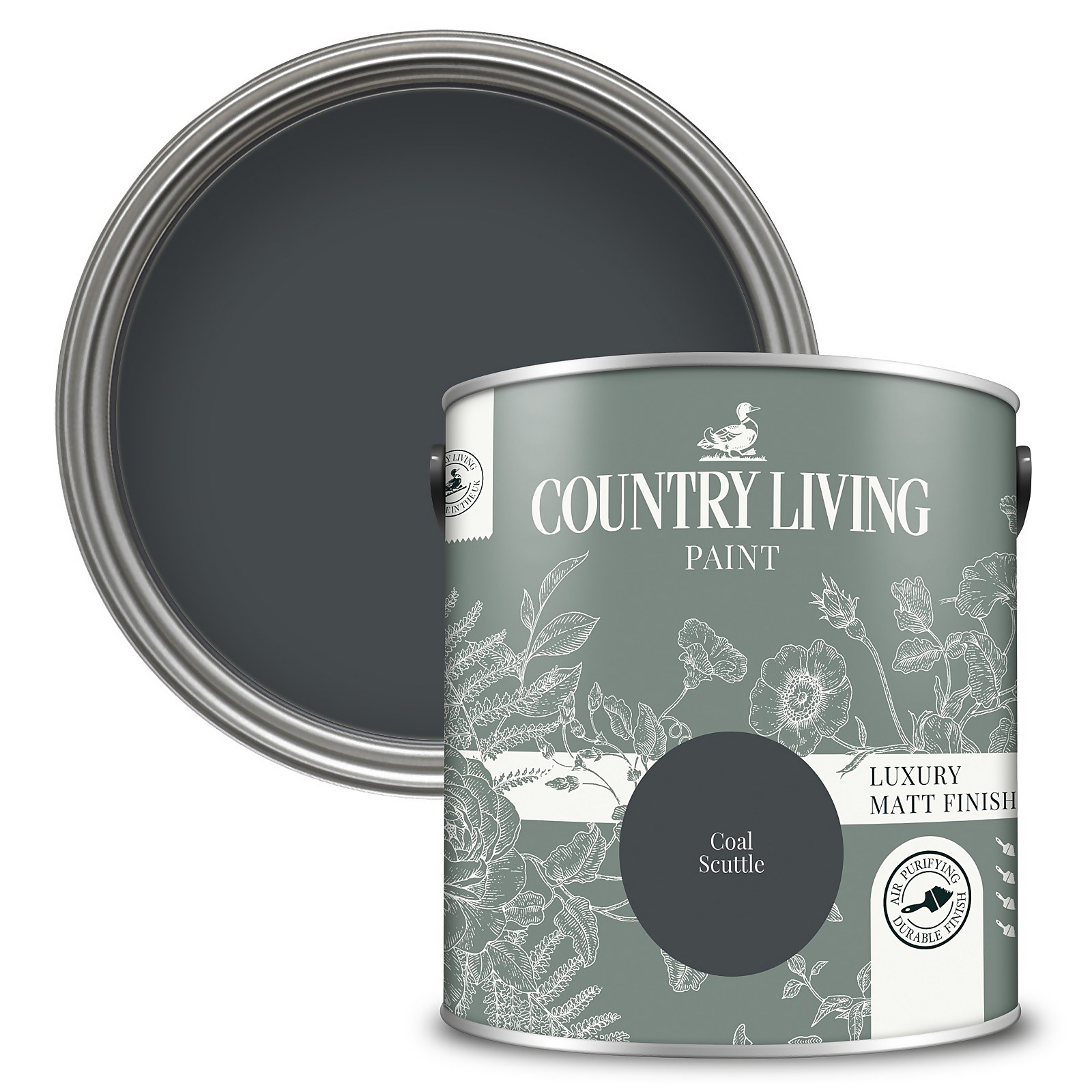 Photo of Country Living Matt Emulsion Multi-surface Paint Coal Scuttle - 2.5l