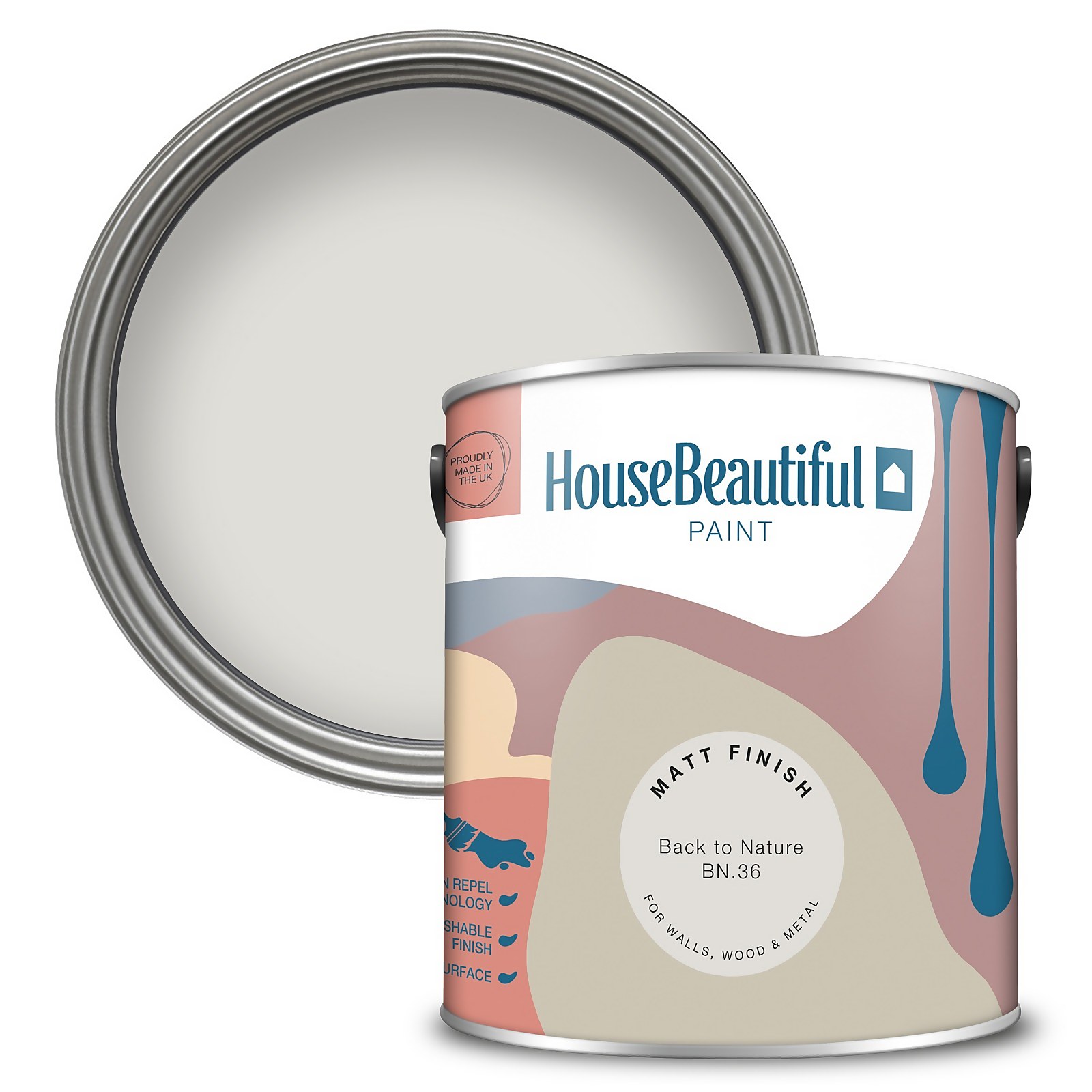 Photo of House Beautiful Durable Matt Emulsion Multi-surface Paint Back To Nature Bn.36 - 2.5l