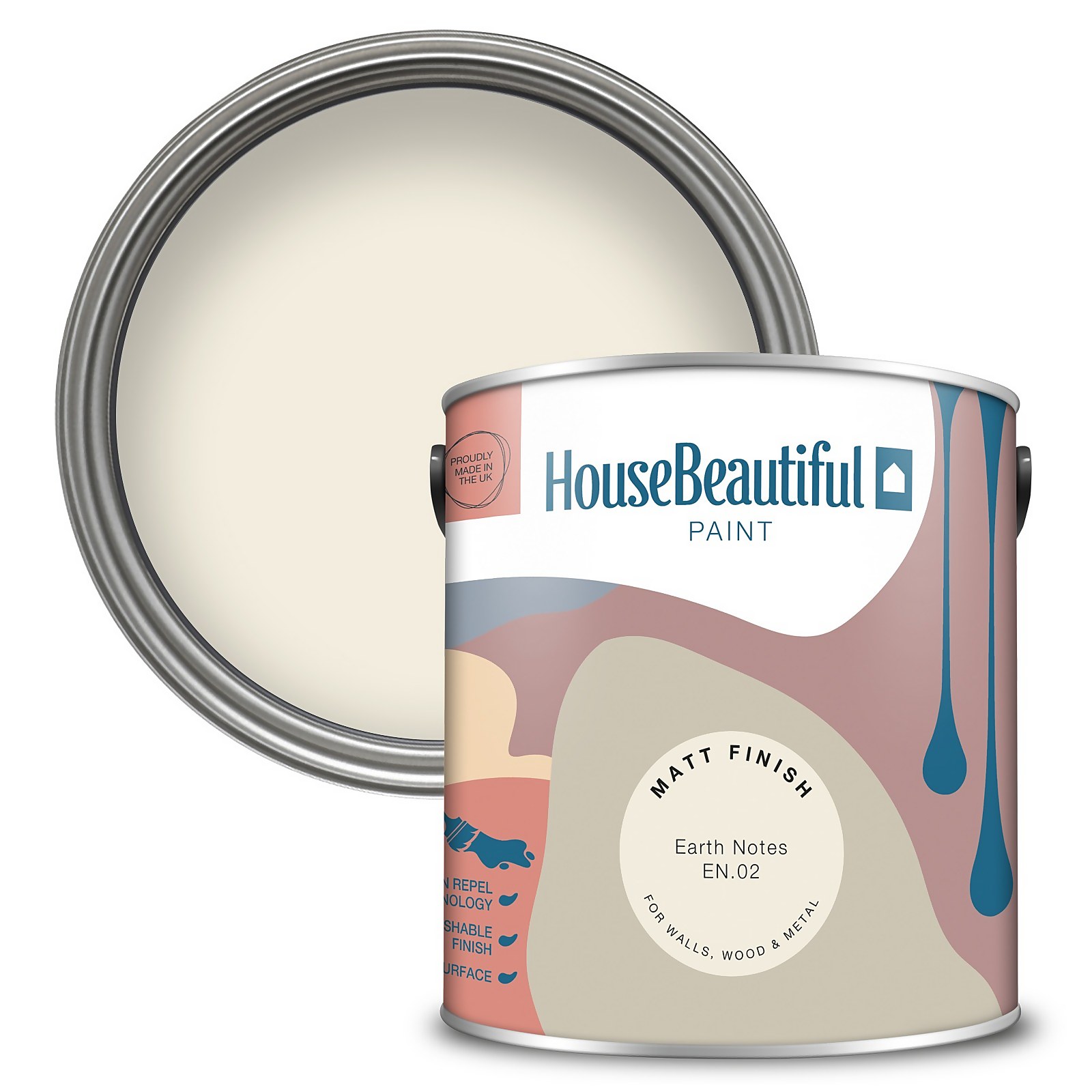 Photo of House Beautiful Durable Matt Emulsion Multi-surface Paint Earth Notes En.02 - 2.5l