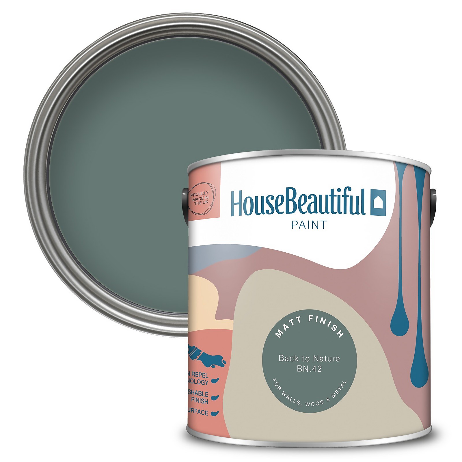 Photo of House Beautiful Durable Matt Emulsion Multi-surface Paint Back To Nature Bn.42 - 2.5l