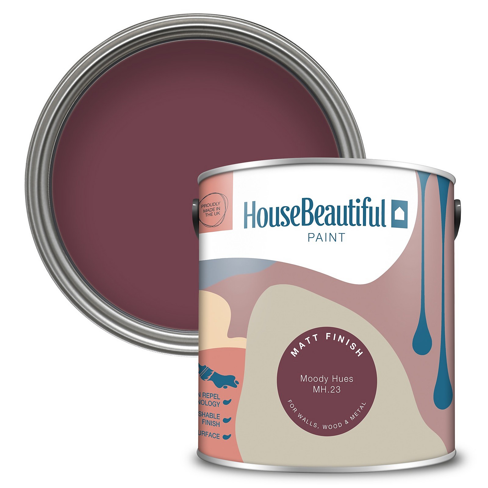 Photo of House Beautiful Durable Matt Emulsion Multi-surface Paint Moody Hues Mh.23 -2.5l