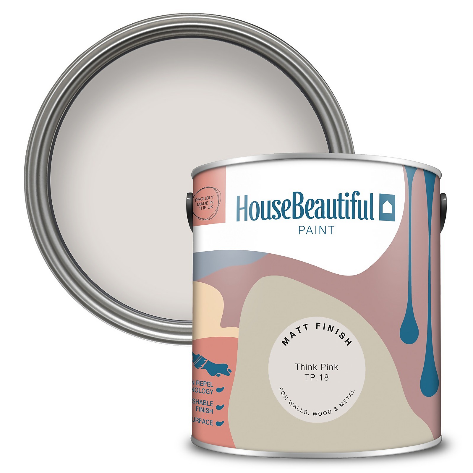Photo of House Beautiful Durable Matt Emulsion Multi-surface Paint Think Pink Tp.18 - 2.5l