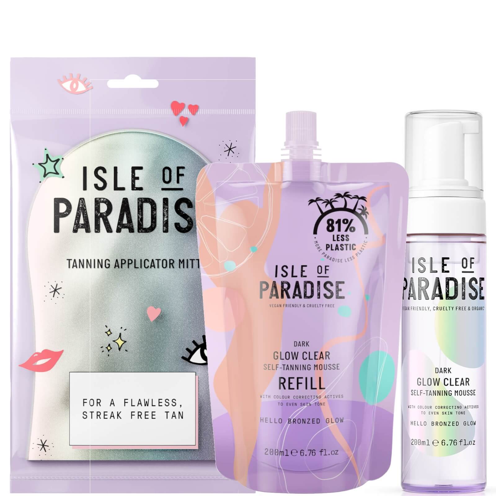 

Isle of Paradise Dark Glow Clear Mousse and Refill and Mitt Bundle