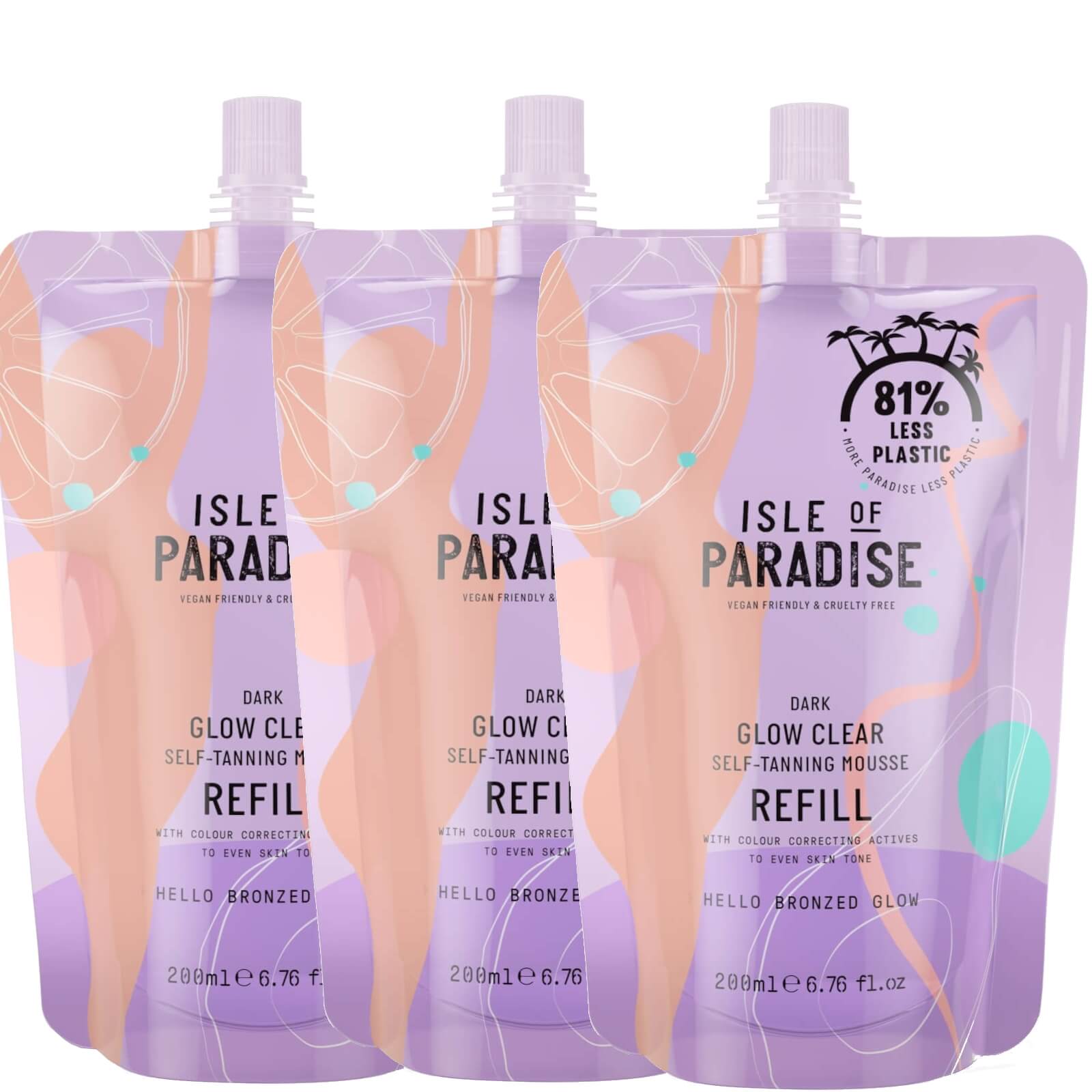 

Isle of Paradise Dark Glow Clear Mousse Refill Trio
