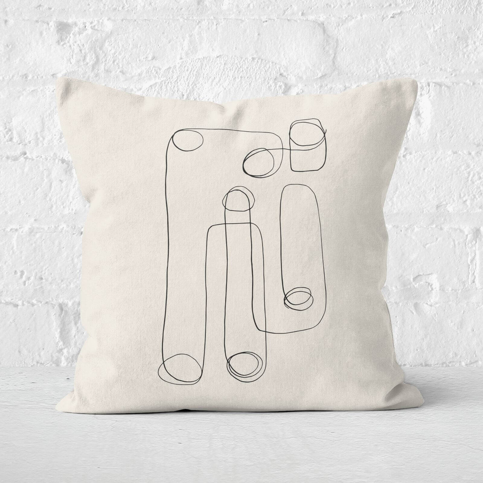 Abstract Line Doodles Square Cushion - 50x50cm - Soft Touch