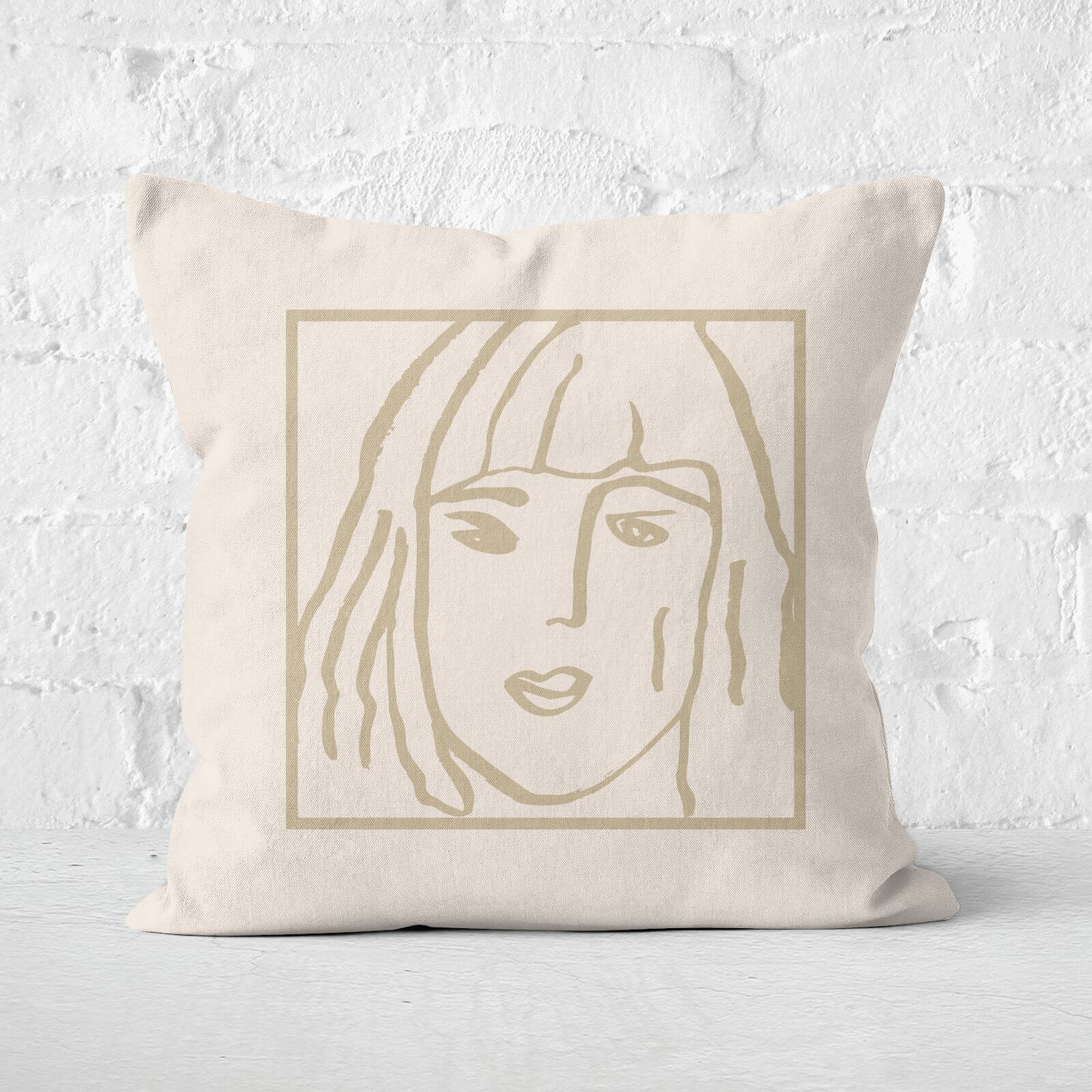 Female Face Square Cushion - 60x60cm - Soft Touch