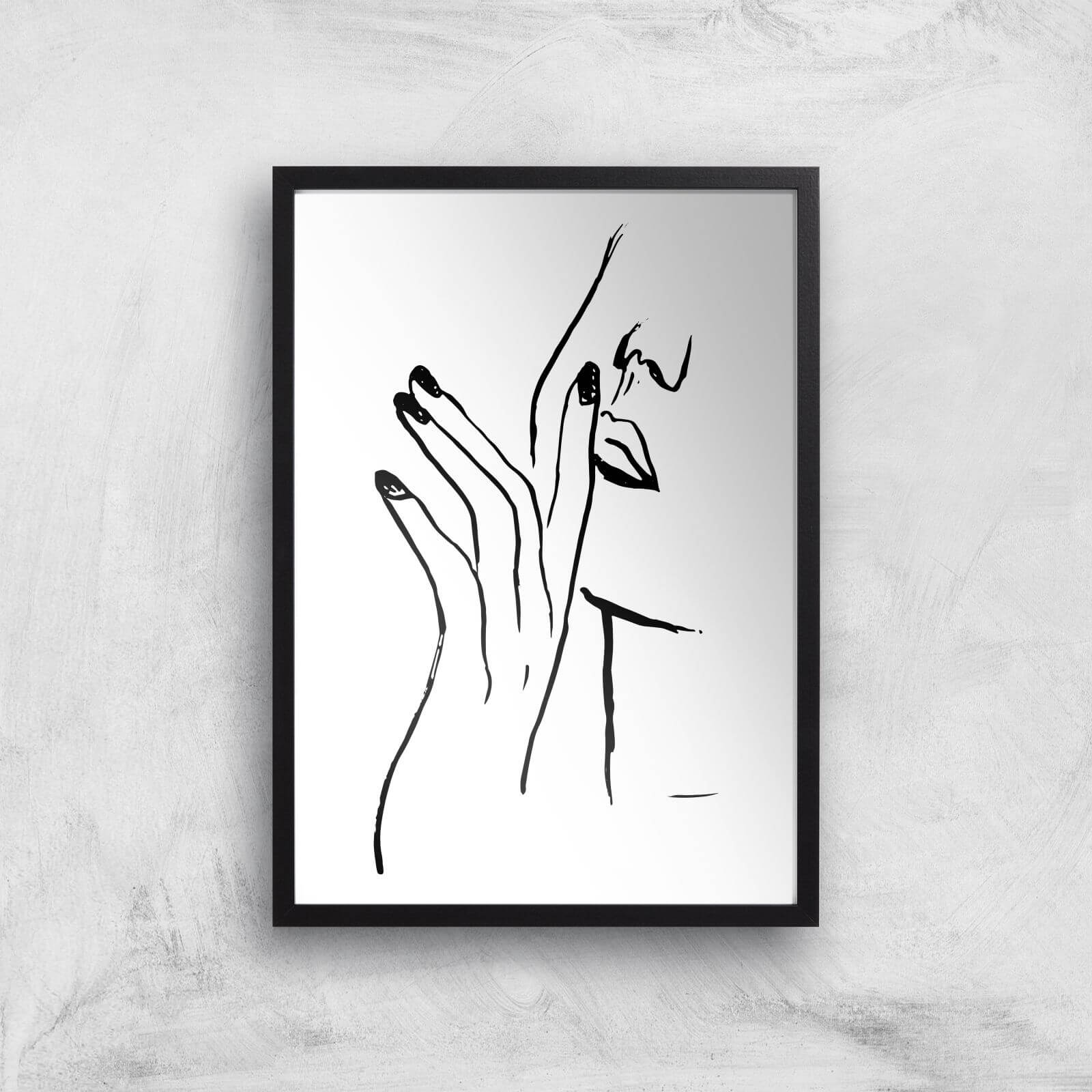 Face Hands Giclee Art Print - A3 - Black Frame