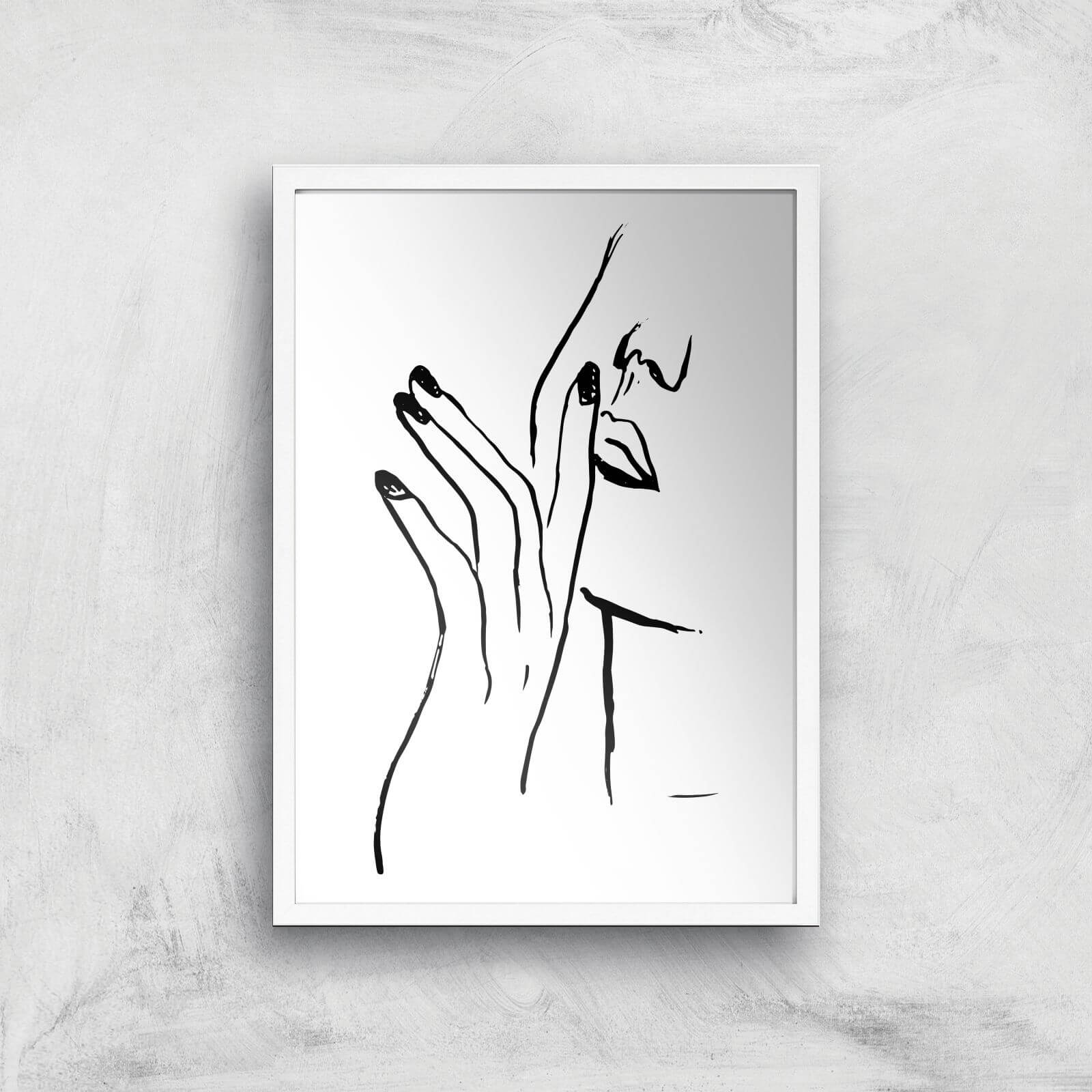 Face Hands Giclee Art Print - A2 - White Frame