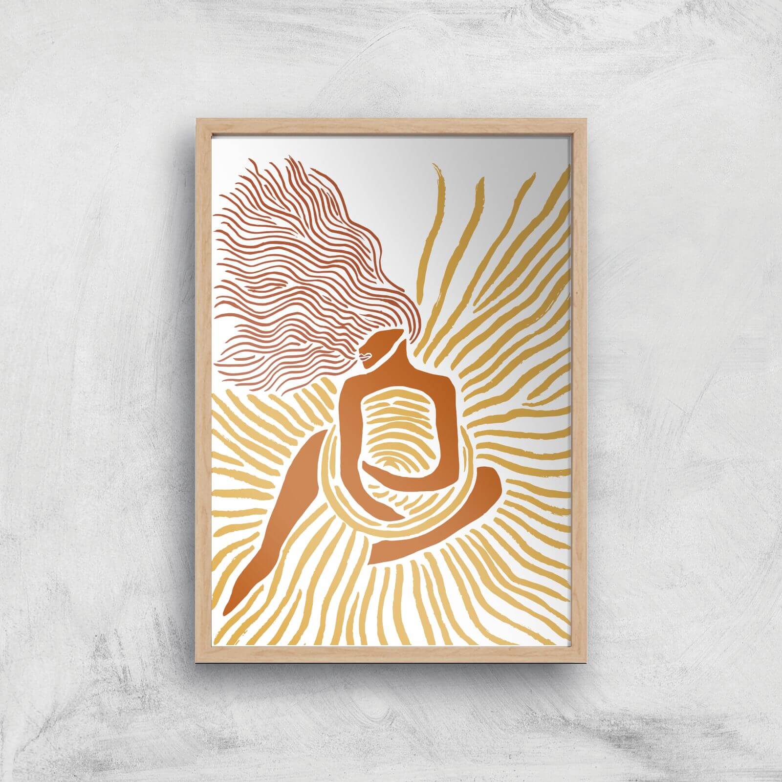 Embracing The Sun Giclee Art Print - A3 - Wooden Frame