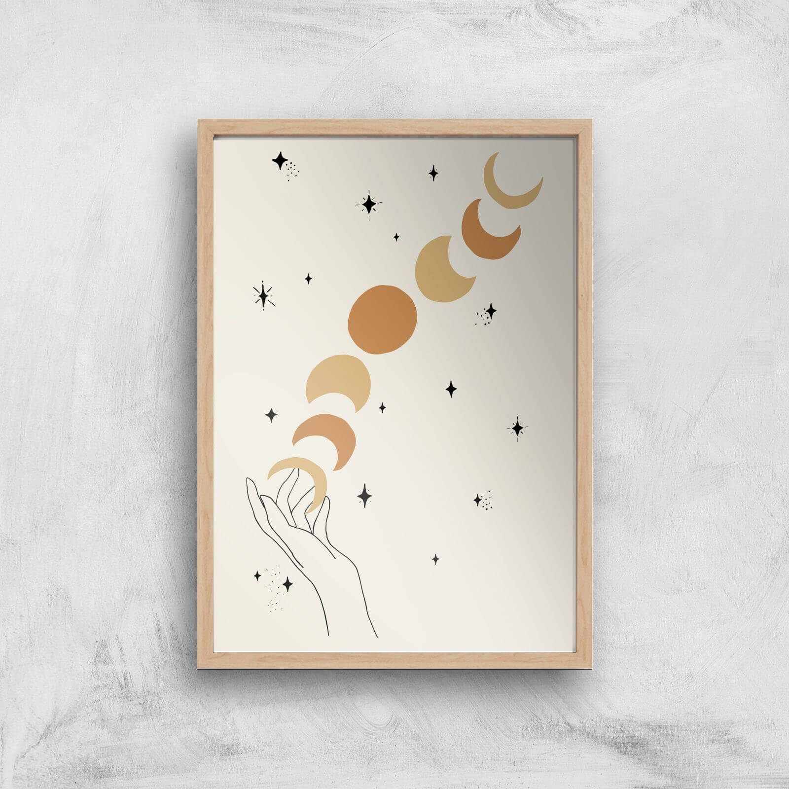 Hands Falling Celestial Giclee Art Print - A2 - Wooden Frame