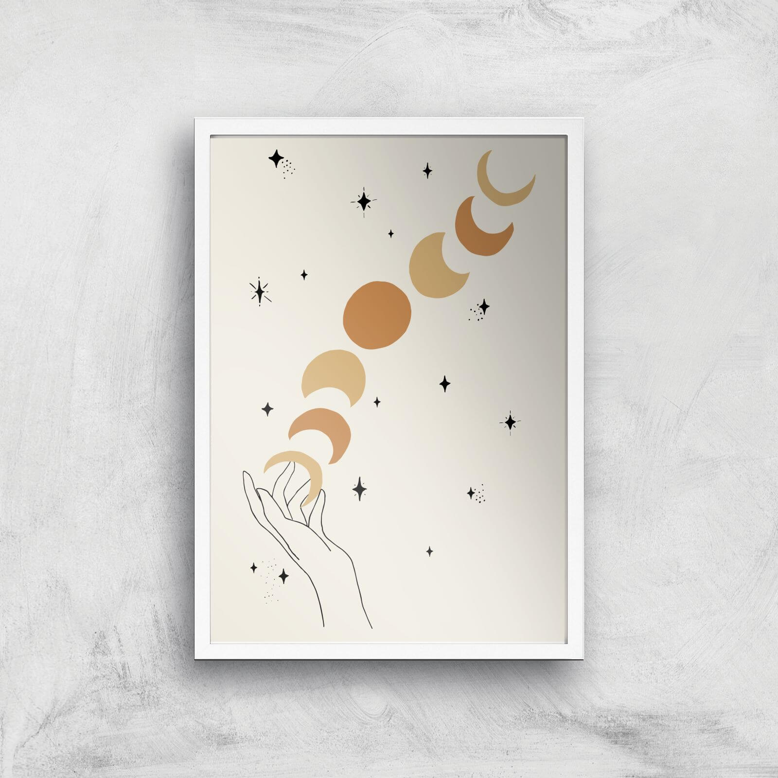 Hands Falling Celestial Giclee Art Print - A2 - White Frame