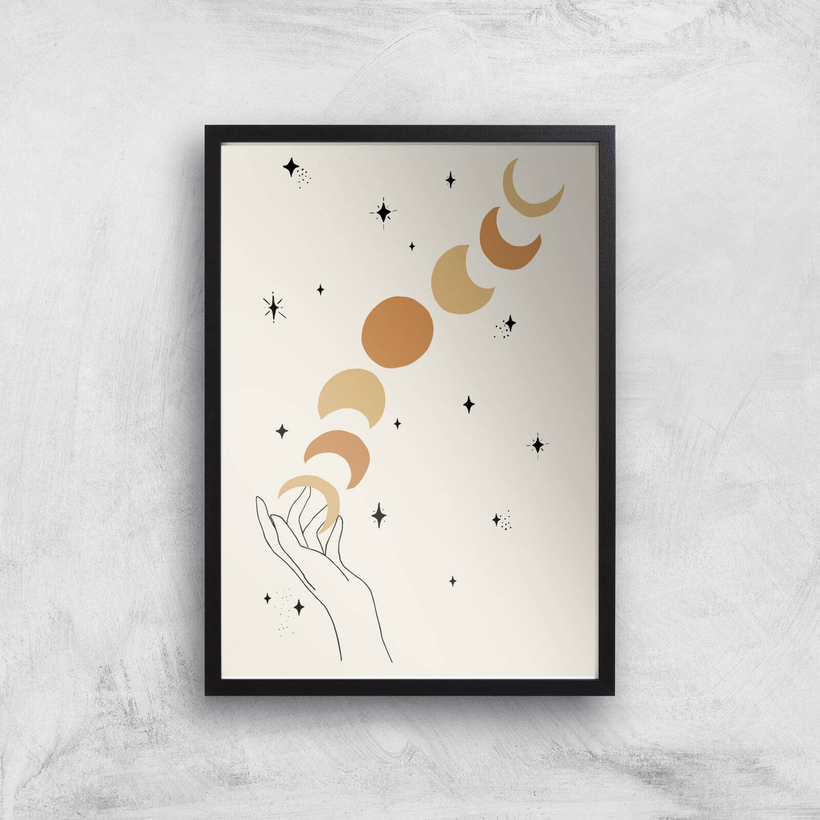 Hands Falling Celestial Giclee Art Print - A2 - Black Frame