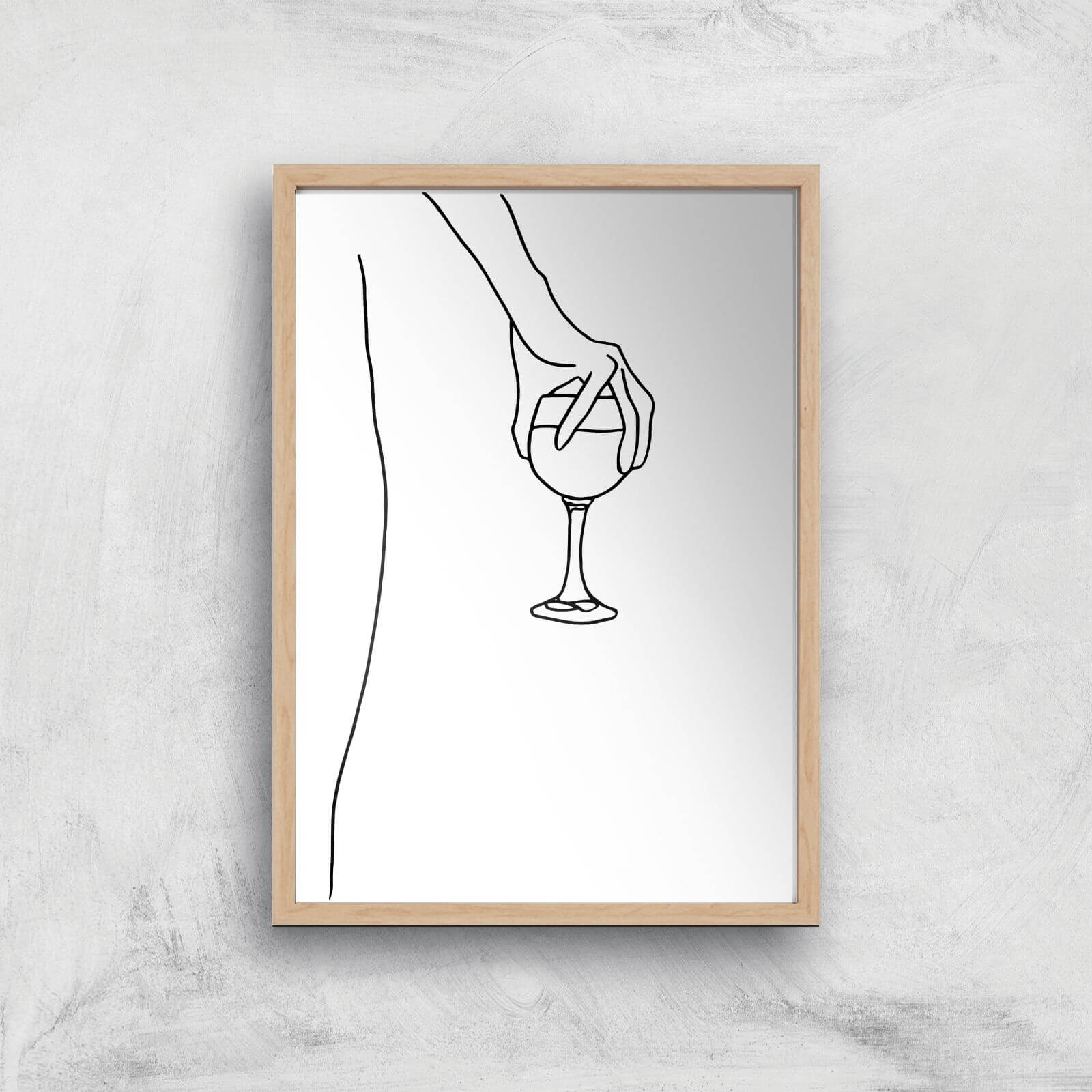 Hand Holding Wine Giclee Art Print - A3 - Wooden Frame