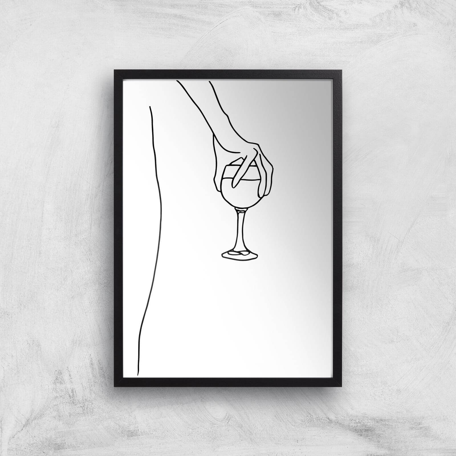 Hand Holding Wine Giclee Art Print - A3 - Black Frame
