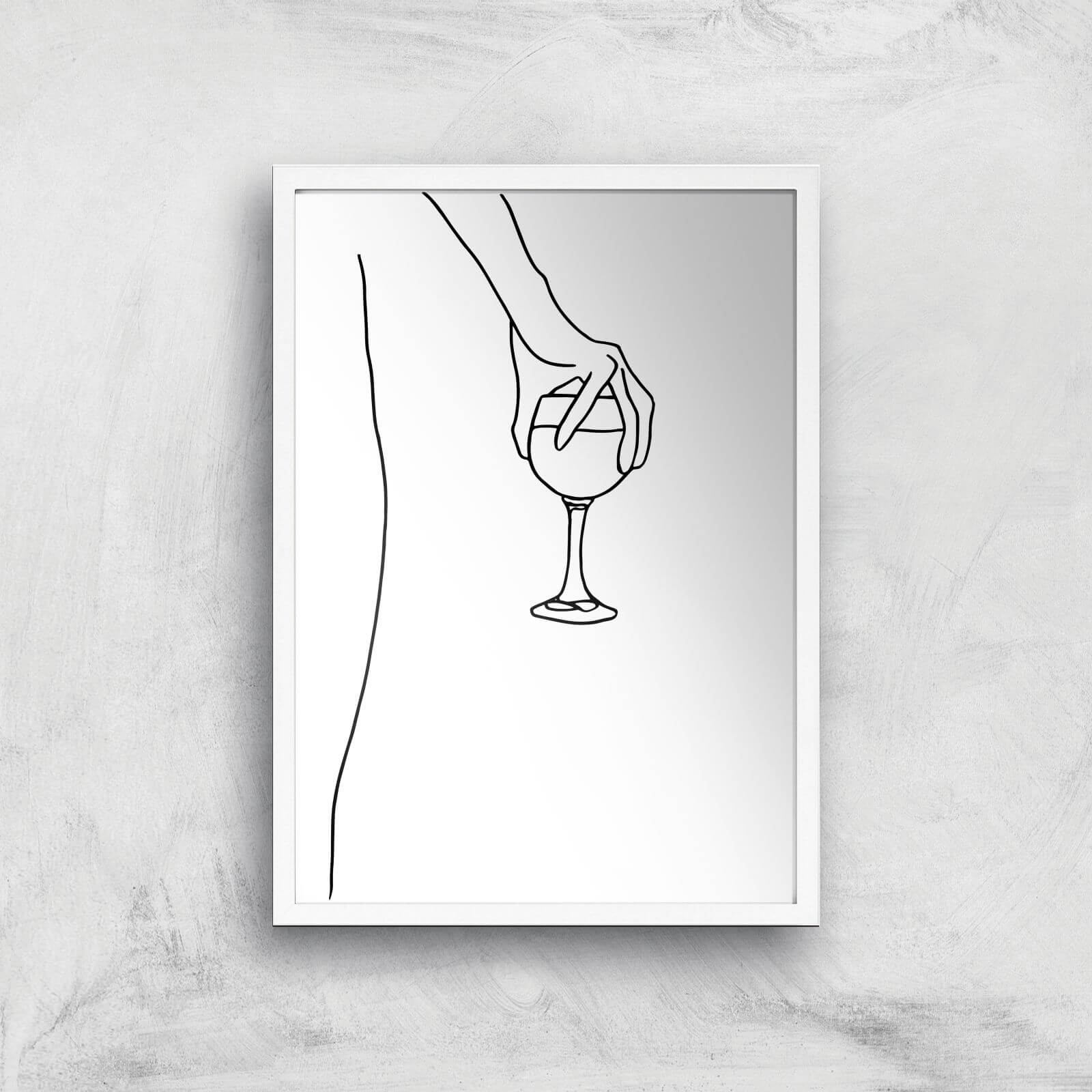 Hand Holding Wine Giclee Art Print - A2 - White Frame