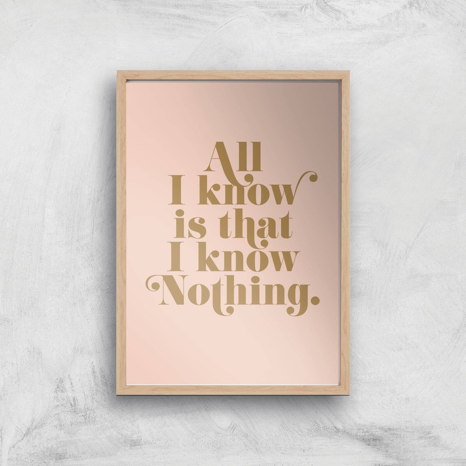 All I Know Is That I Know Nothing Giclee Art Print - A3 - Wooden Frame