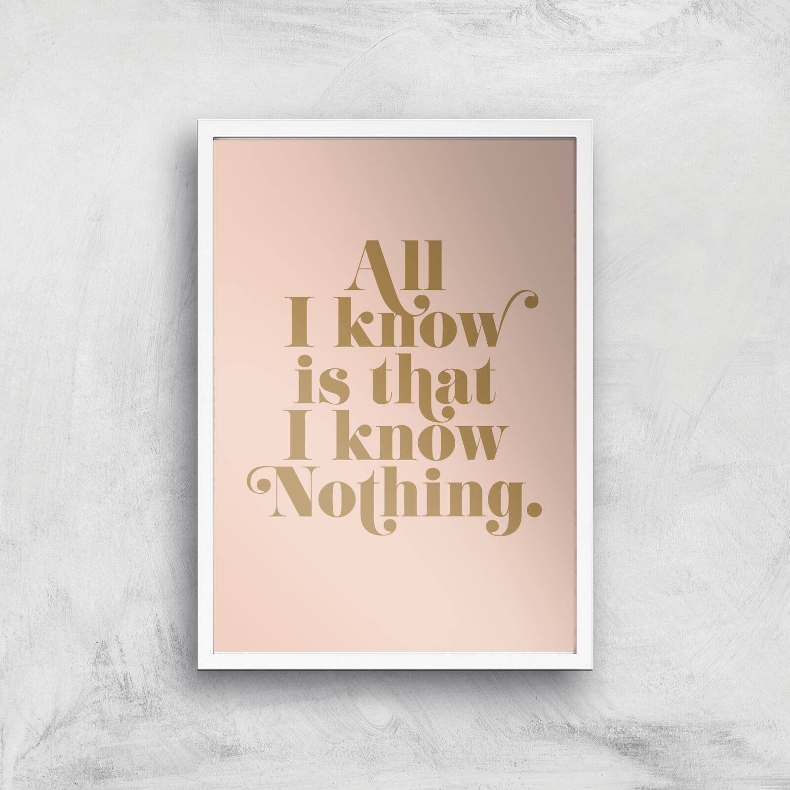 All I Know Is That I Know Nothing Giclee Art Print - A2 - White Frame