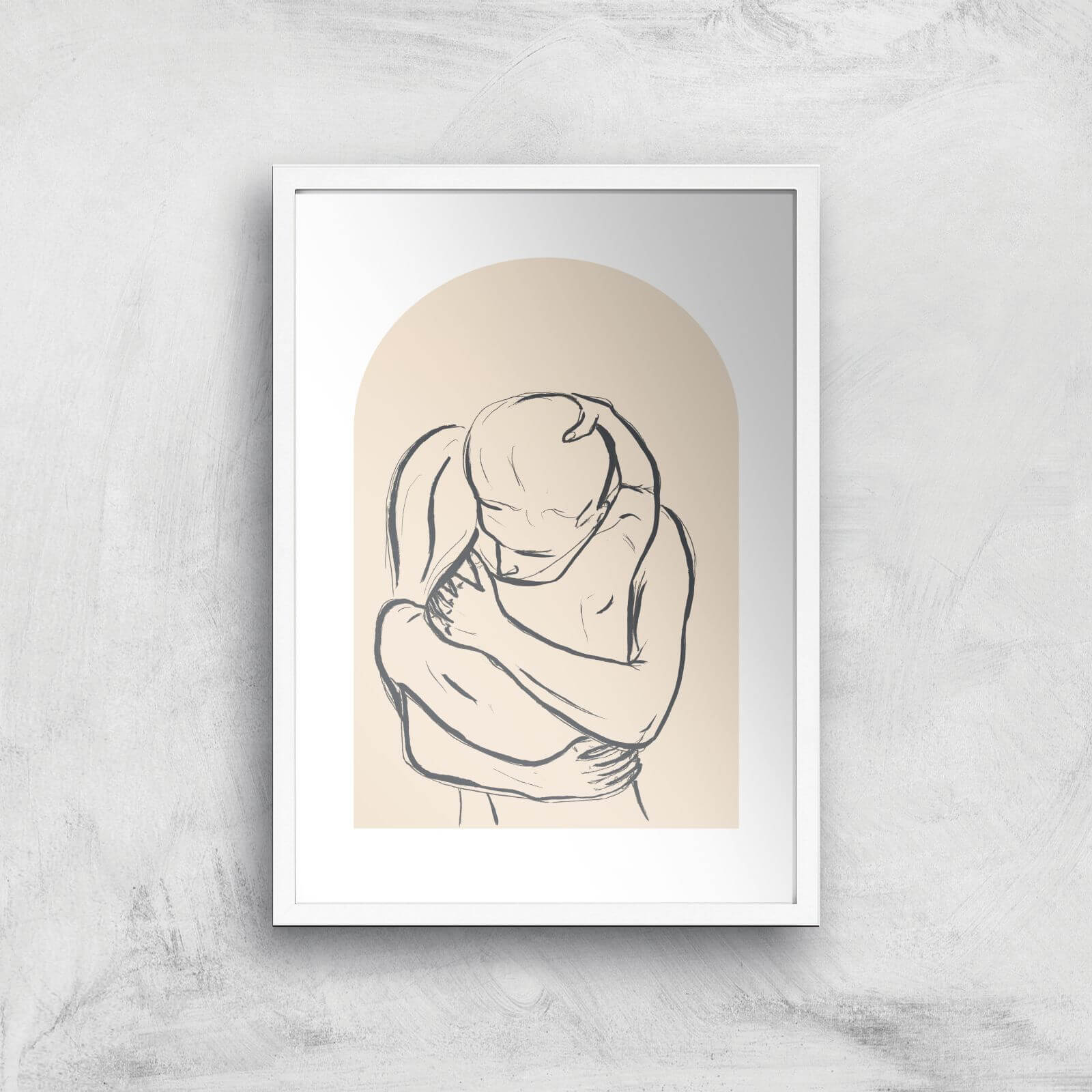 Couple Embrace Giclee Art Print - A3 - White Frame