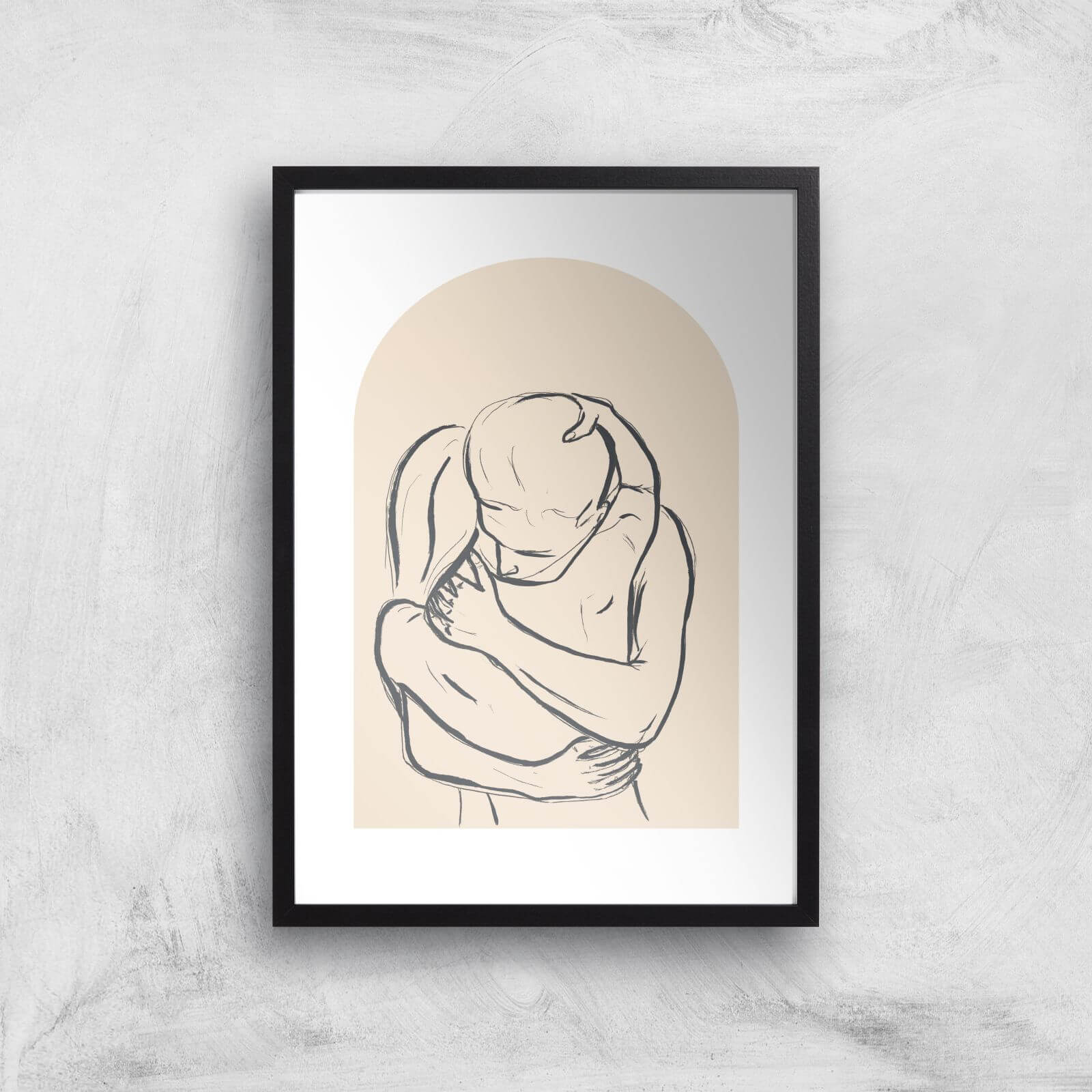 Couple Embrace Giclee Art Print - A3 - Black Frame