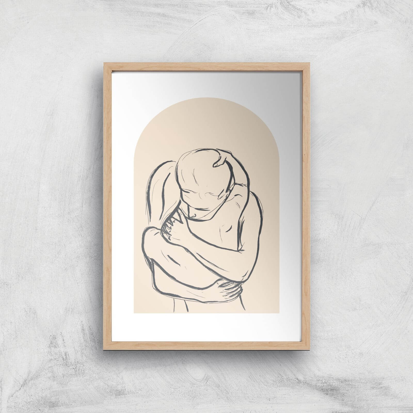 Couple Embrace Giclee Art Print - A2 - Wooden Frame