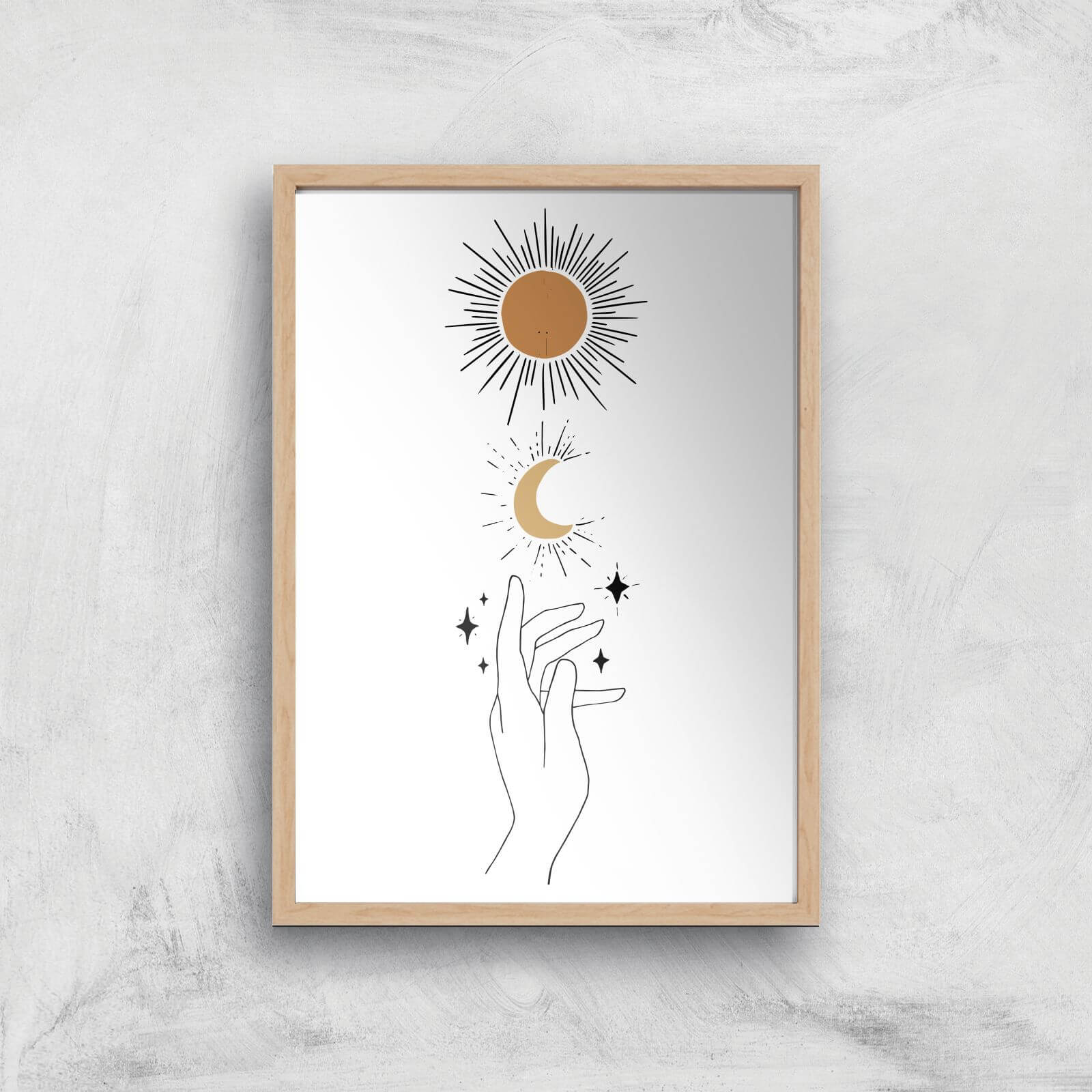 Hands Celestial Giclee Art Print - A4 - Wooden Frame