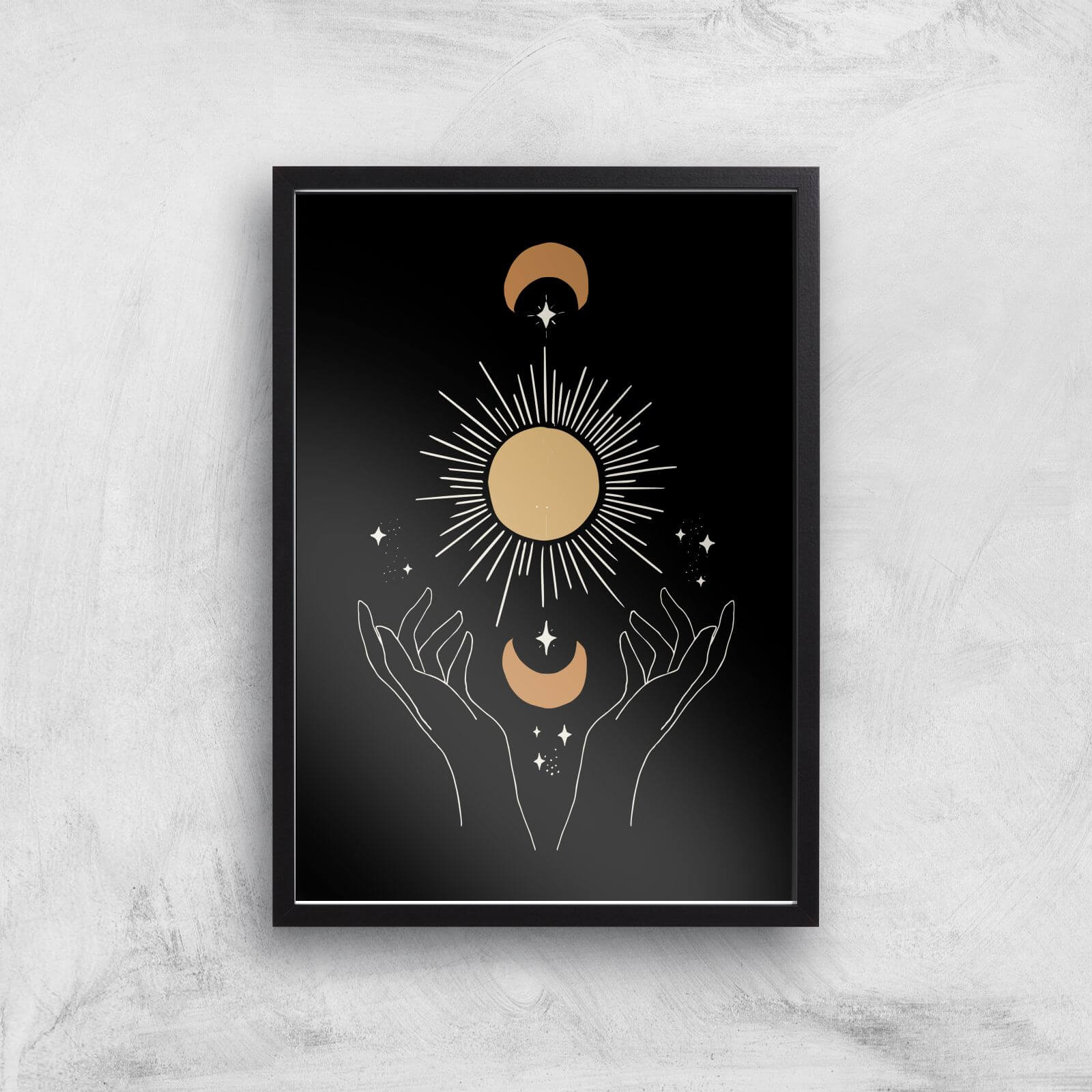 Hands Dark Celestial Giclee Art Print - A3 - Black Frame