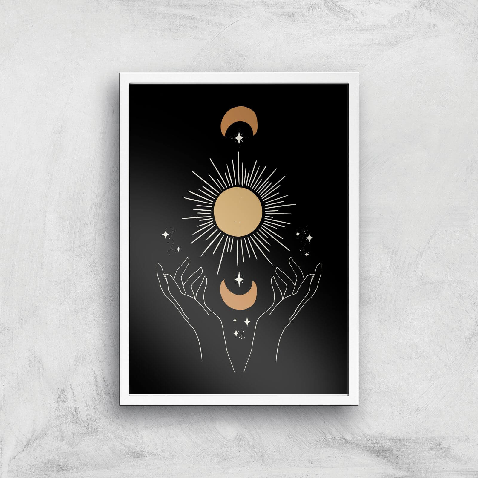 Hands Dark Celestial Giclee Art Print - A2 - White Frame