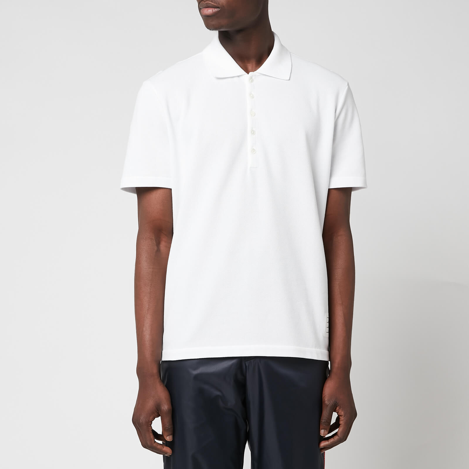 Thom Browne Men's Classic Pique Tricolour Stripe Polo Shirt - White - 2/M
