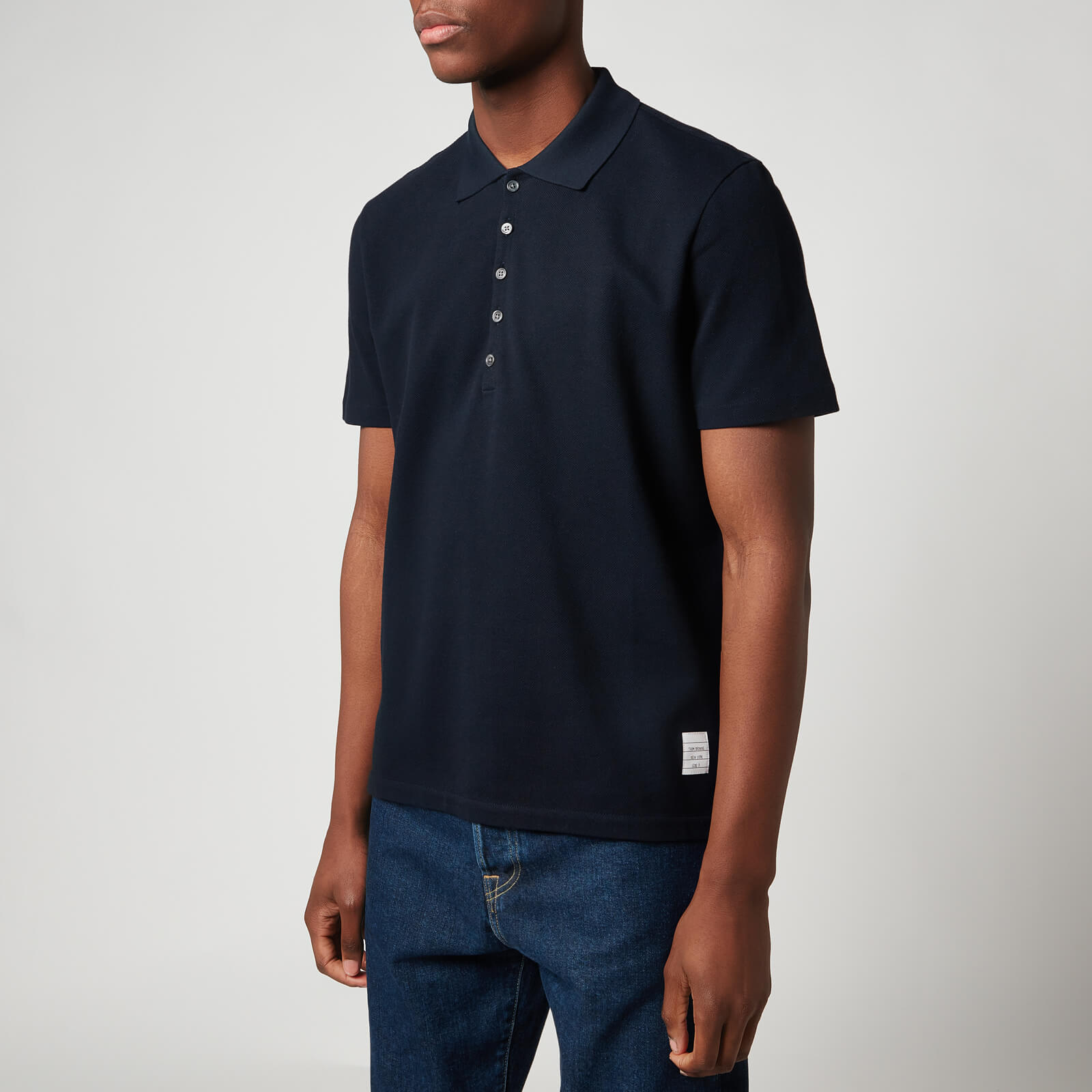 Thom Browne Men's Classic Pique Tricolour Stripe Polo Shirt - Navy - 3/L