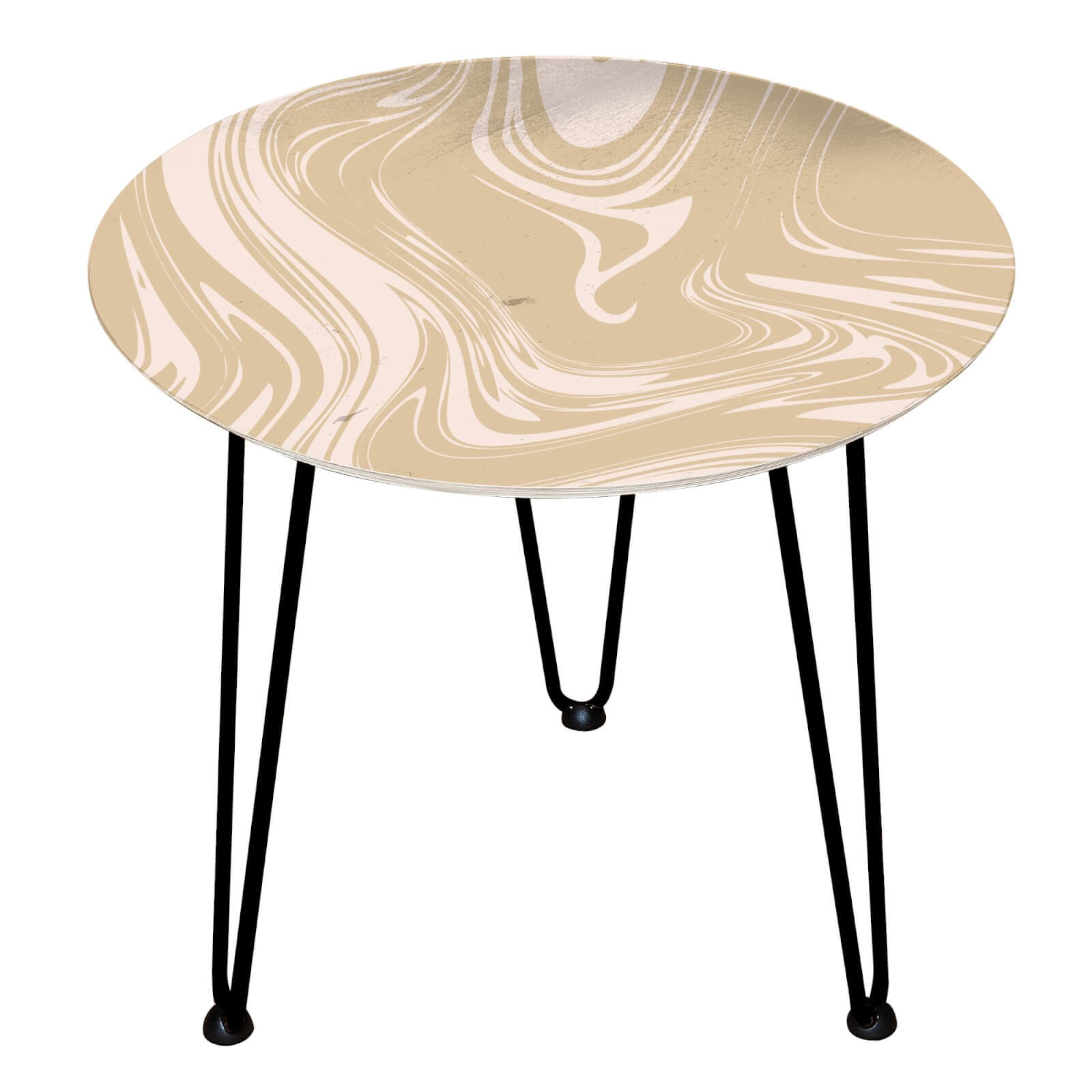 Decorsome - Marble Lines Wooden Side Table - Black