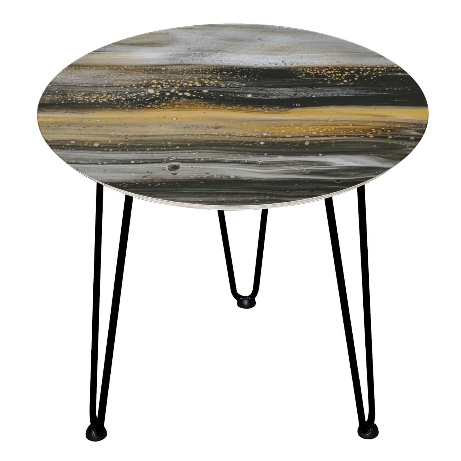 Decorsome - Dark Wood Texture Wooden Side Table - Black