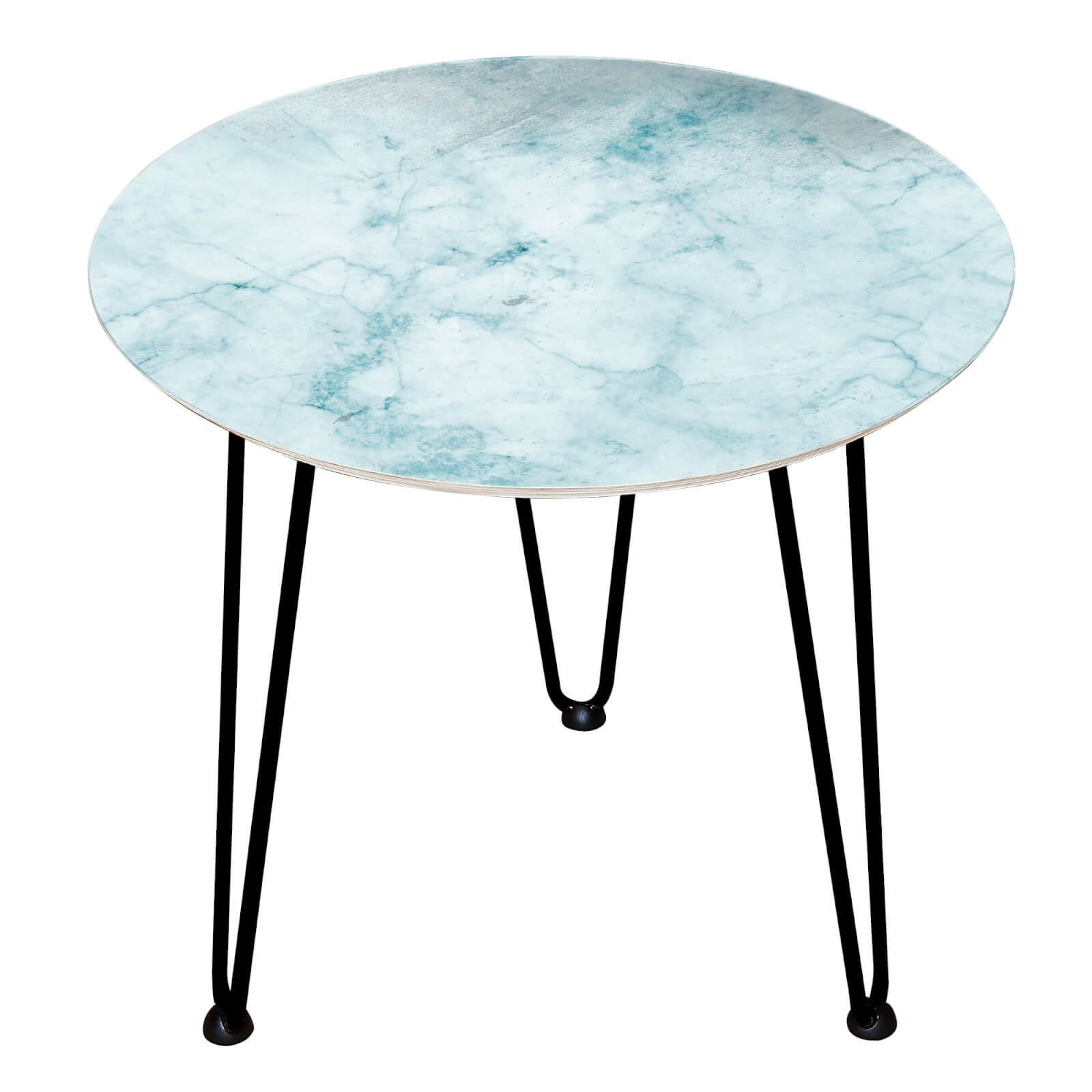 Decorsome - Blue Marble Wooden Side Table - Black