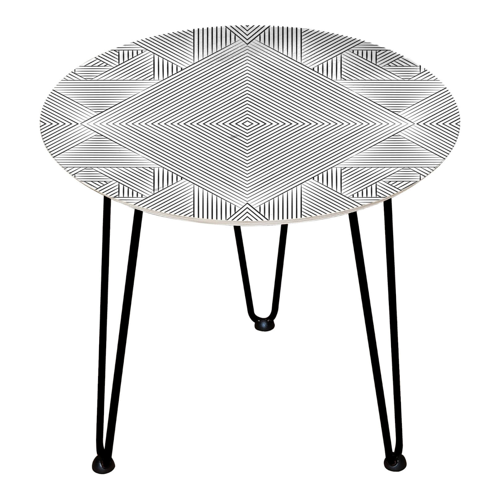Decorsome - Symmetrical Lines Wooden Side Table - Black