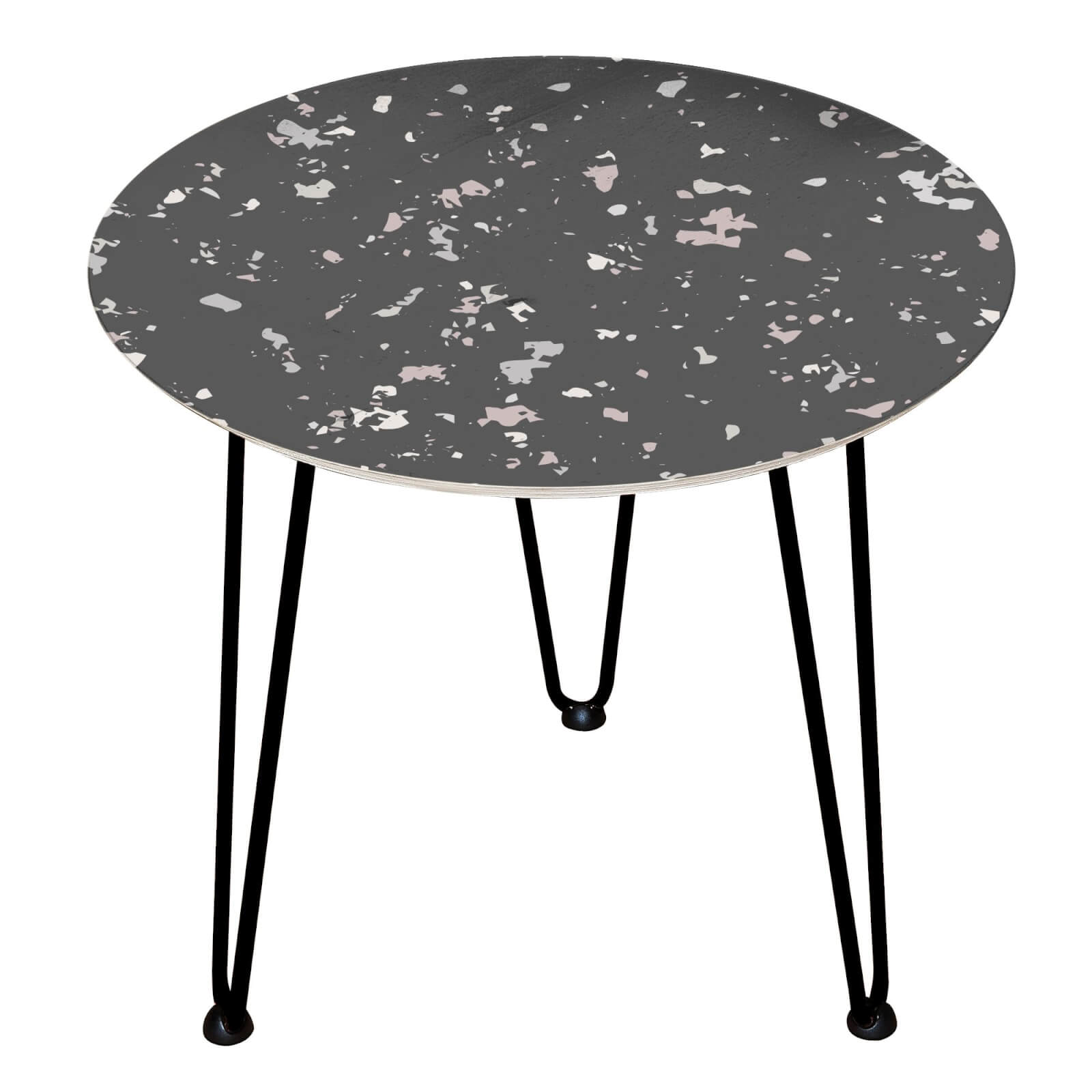 Decorsome - Dark Terrazzo Wooden Side Table - Black