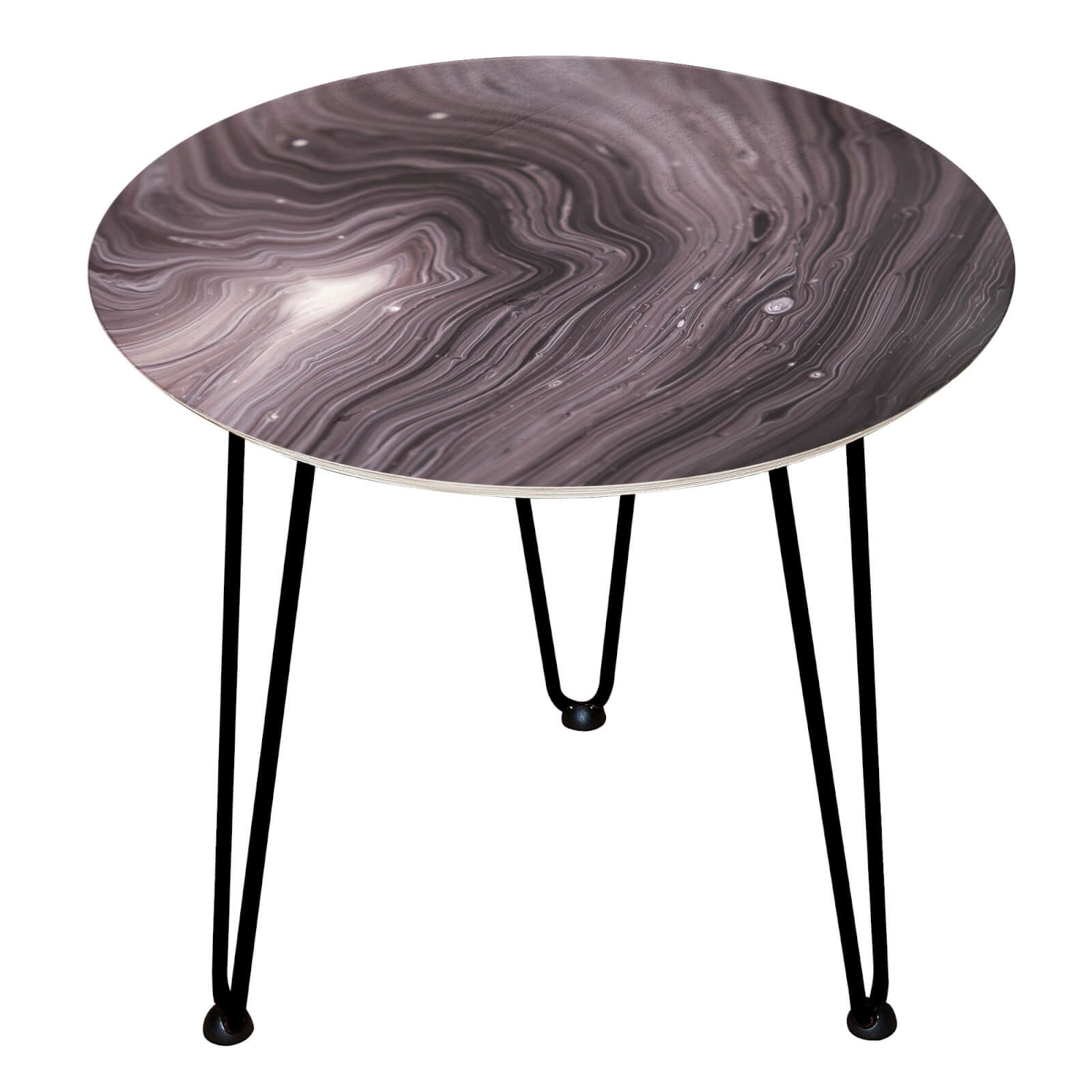 Decorsome - Purple Stone Texture Wooden Side Table - Black