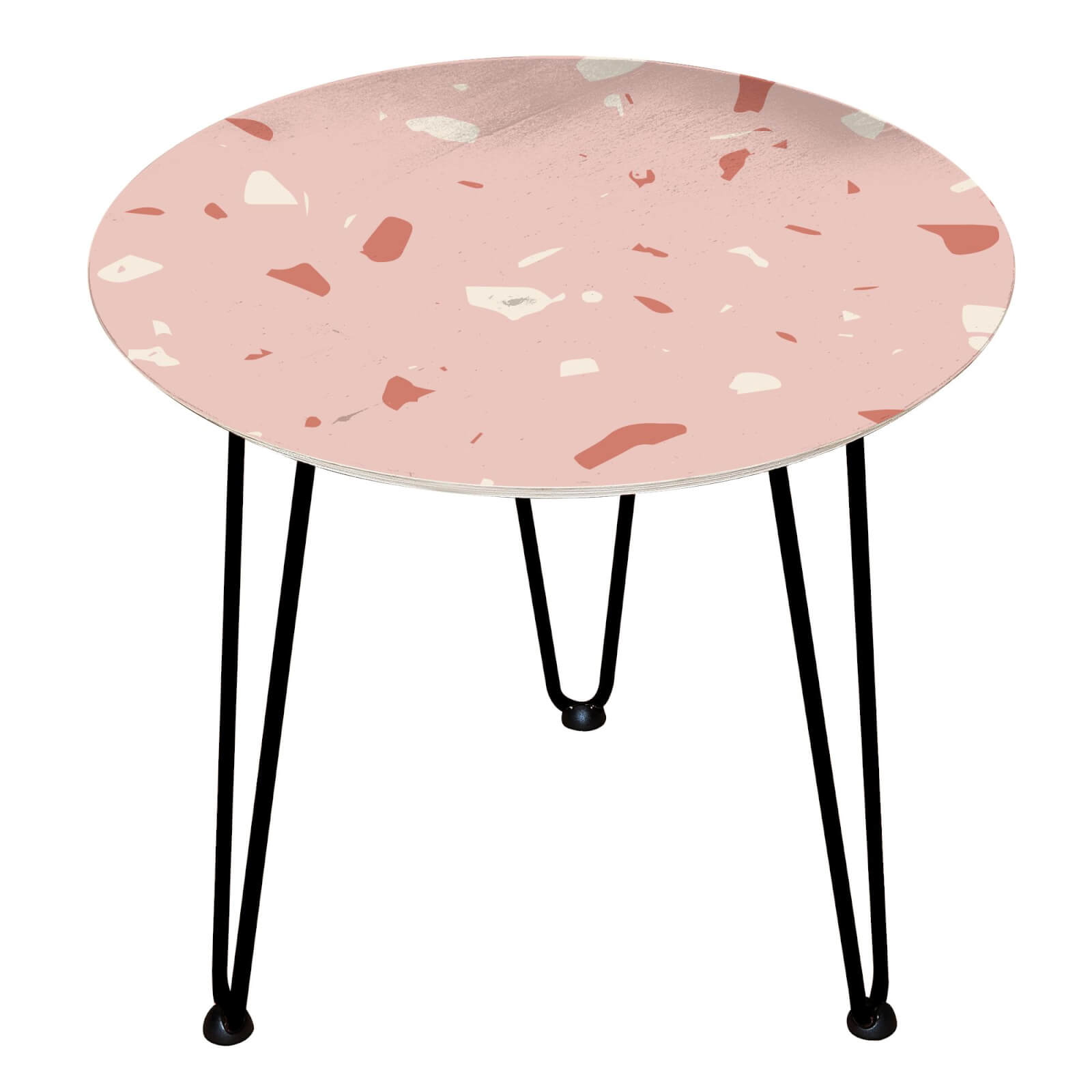 Decorsome - Pink Terrazzo Wooden Side Table - Black